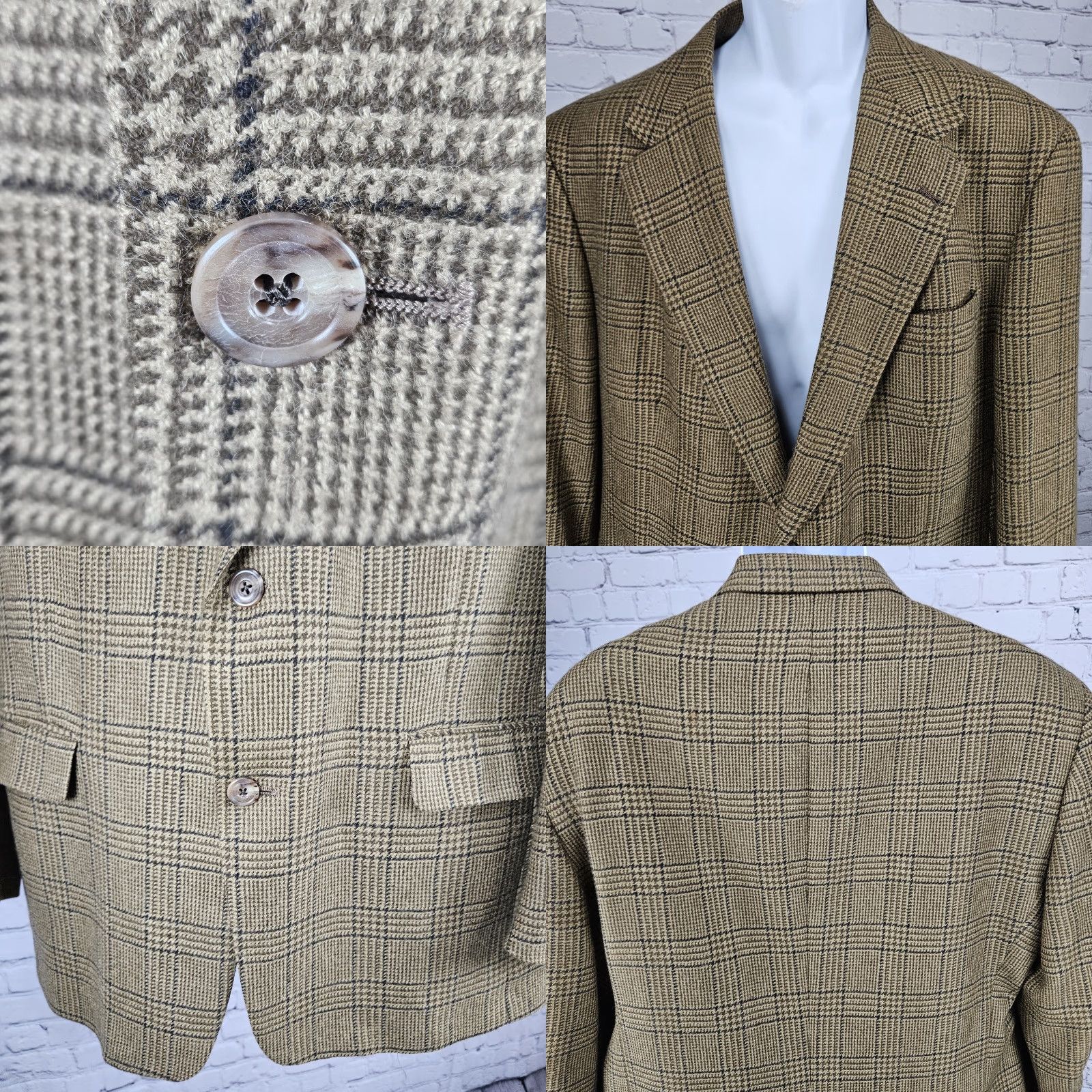 Austin Reed VINTAGE Austin Reed Brown Houndstooth 2 Button Vented Notch Blazer Sport Coat US 44R Mens Size 44R - 8 Thumbnail