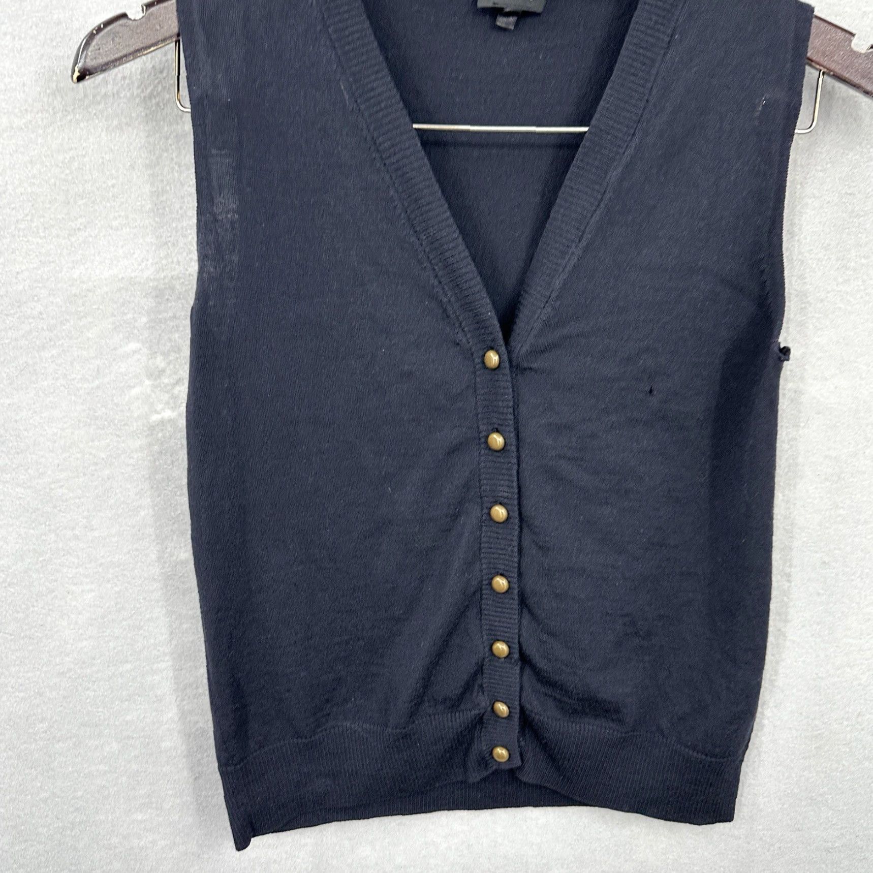Akris Akris Vest Womens XS Navy Blue Button Front Wool Blend Classic Preppy Style Size XS / US 0-2 / IT 36-38 - 2 Thumbnail