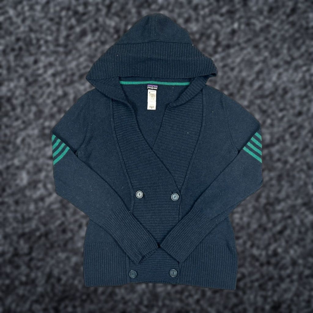 Patagonia PATAGONIA Cardigan Sweater Hooded Double-Breasted Lambswool Navy M Women size M Size M / US 6-8 / IT 42-44 - 1 Thumbnail