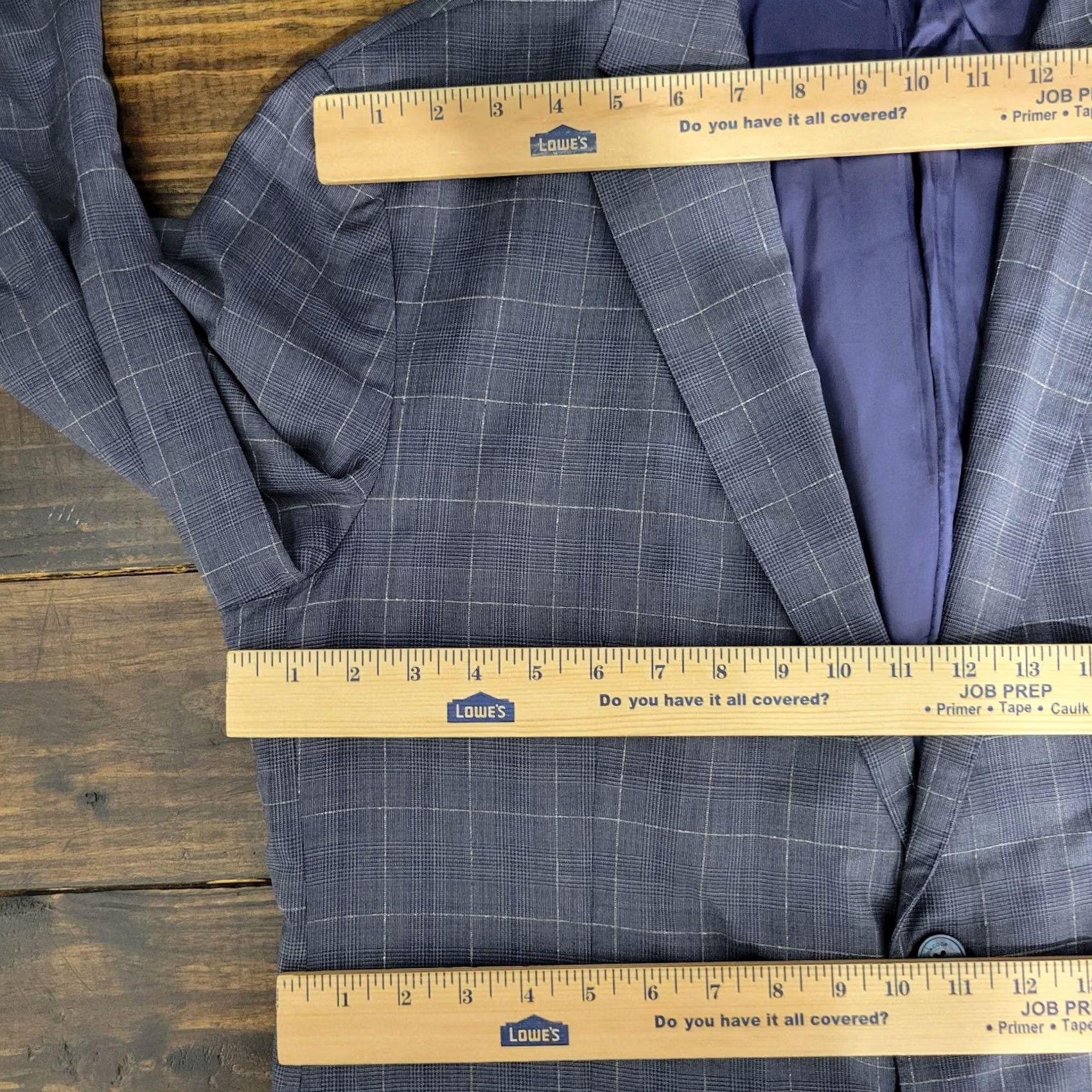 Vintage Sacoor Brothers Sport Coat Blazer Mens 48R Blue Plaid Wool Stretch Two Button Size 48R - 2 Thumbnail