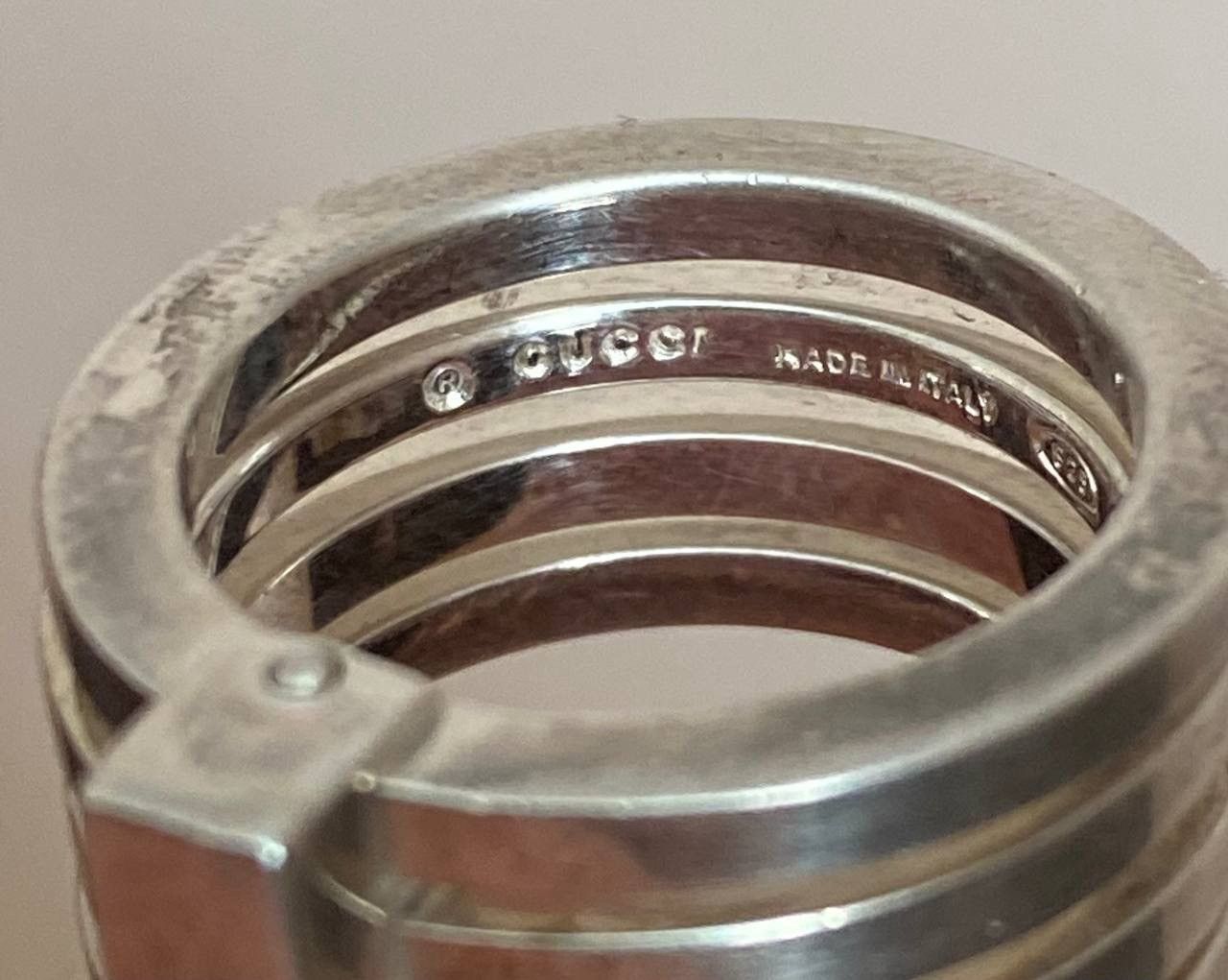 Gucci 🇮🇹 Gucci Ring 4 Bands Sterling Silver 925 Made Italy Vintage Size ONE SIZE - 5 Thumbnail