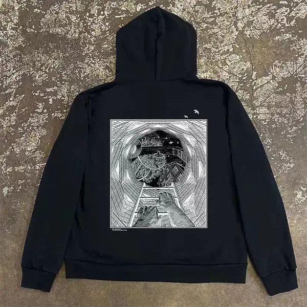 Japanese Brand Shii Black street retro illustration pattern loose hoodie Size US L / EU 52-54 / 3 - 5 Thumbnail