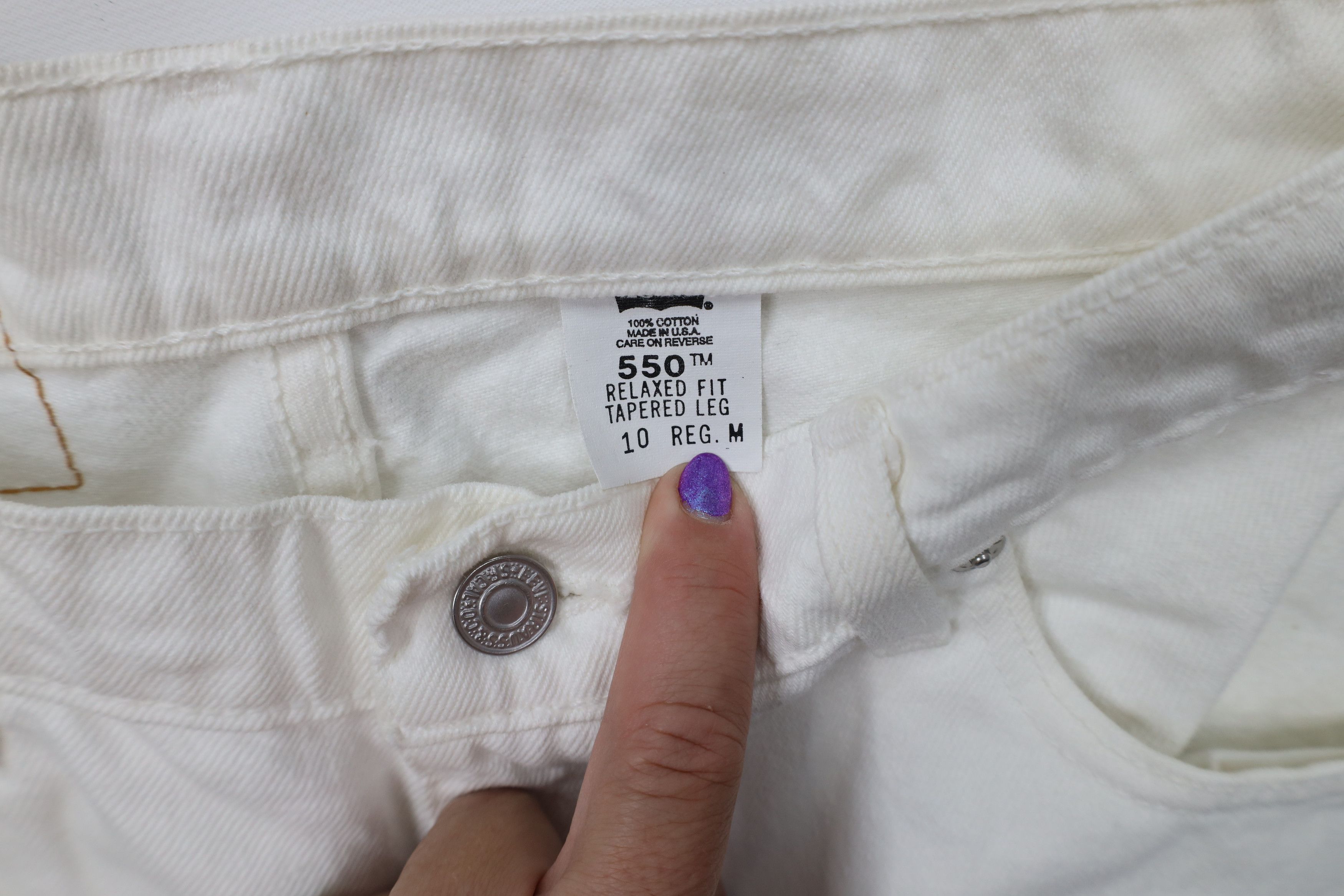 Levi's Vintage 90s Levis 550 Relaxed Tapered Leg Jeans White USA Size 32" / US 10 / IT 46 - 10 Thumbnail