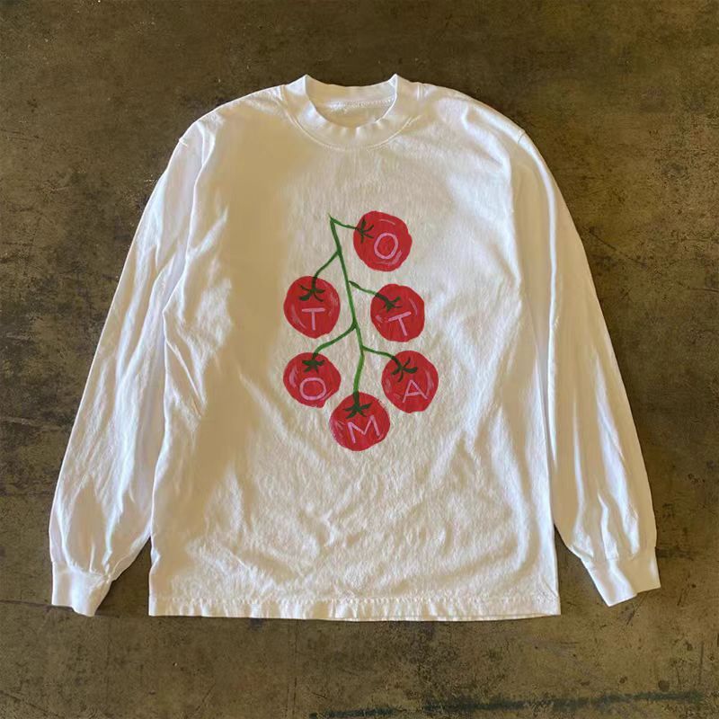 Japanese Brand White washed retro tomato print long-sleeved T-shirt Size US M / EU 48-50 / 2 - 1 Thumbnail