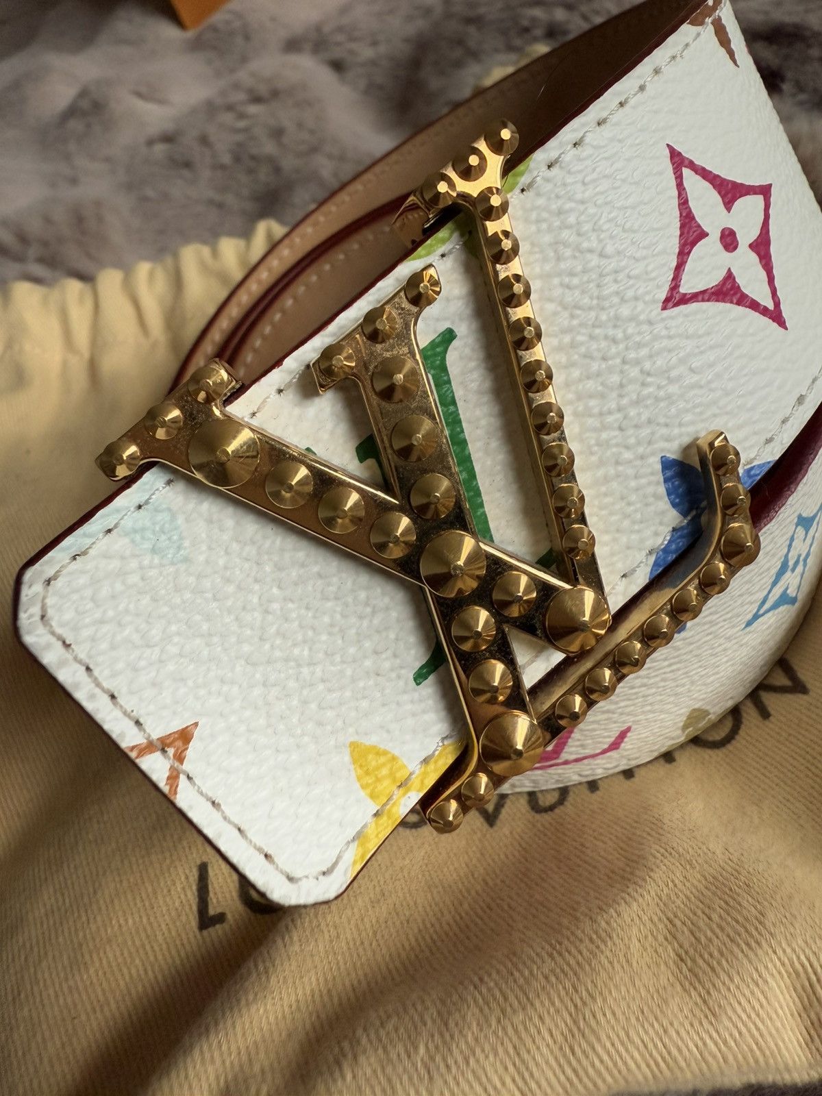Louis Vuitton × Takashi Murakami Louis Vuitton x Takashi Murakami Multicolor Monogram Belt Size 32 - 7 Thumbnail