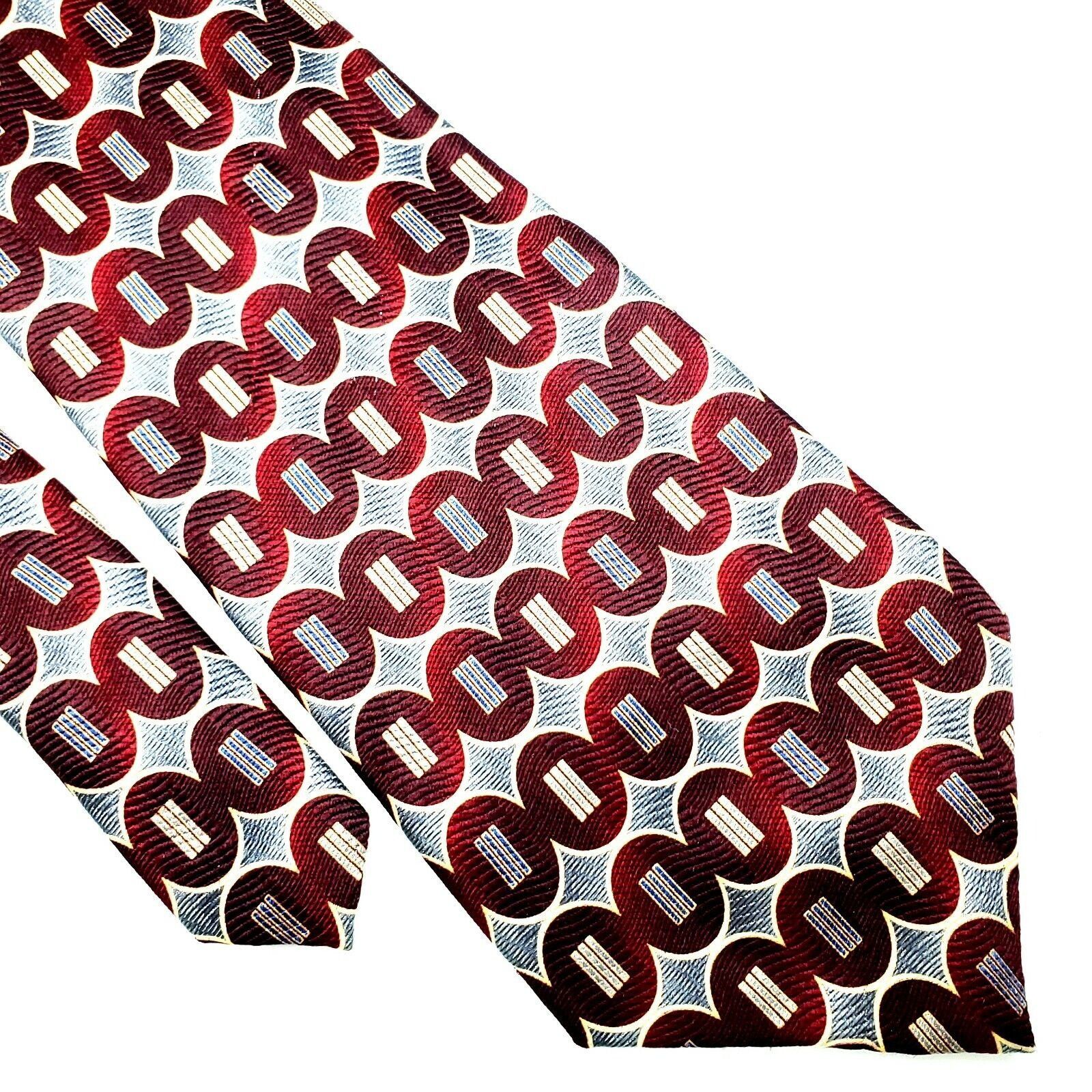 Pierre Cardin Pierre Cardin Silk Tie Red Print Geometric Wide Size ONE SIZE - 1 Thumbnail
