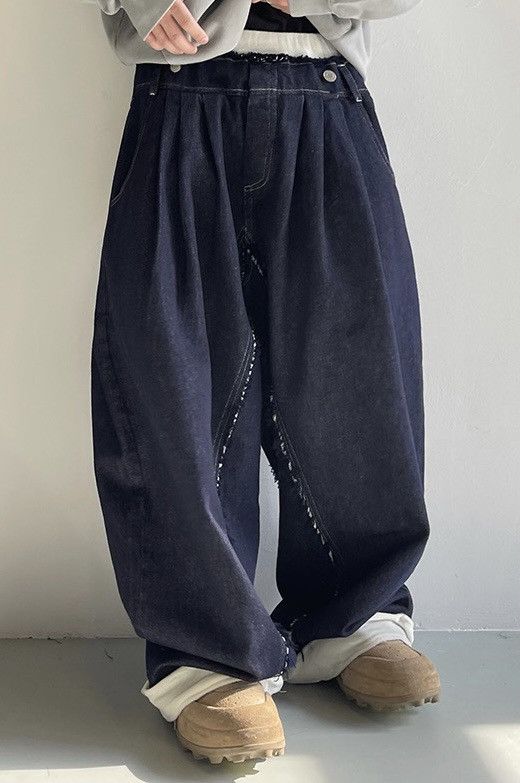 Japanese Brand × Vintage Outdoor cleanfit folded hem distressed pleated baggy jeans Size US 32 / EU 48 - 2 Thumbnail