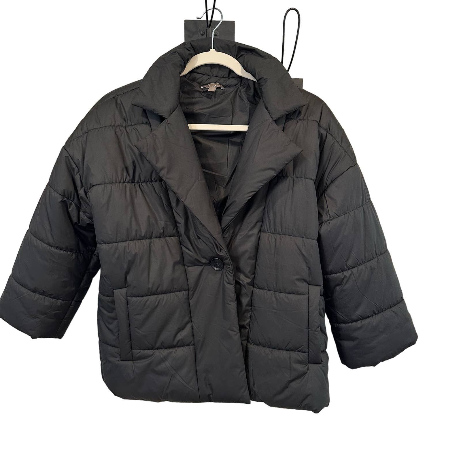 image of Lilla P Notch Collar Quilted Jacket in Black, Women's (Size XS)