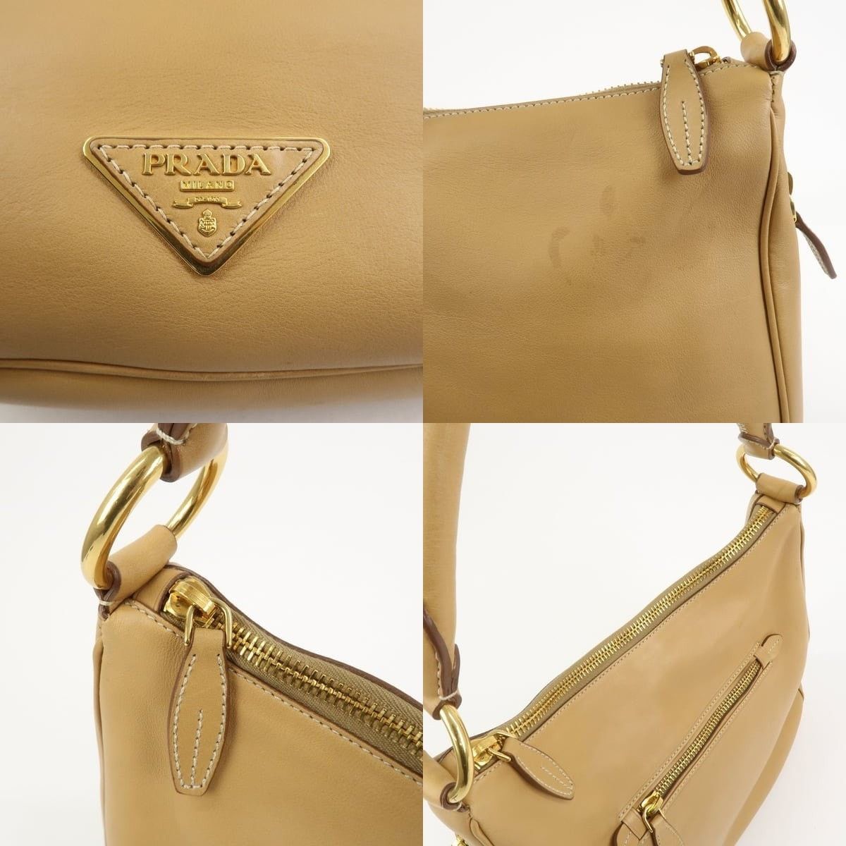 Prada Prada Leather Shoulder Bag Tan Size ONE SIZE - 7 Thumbnail