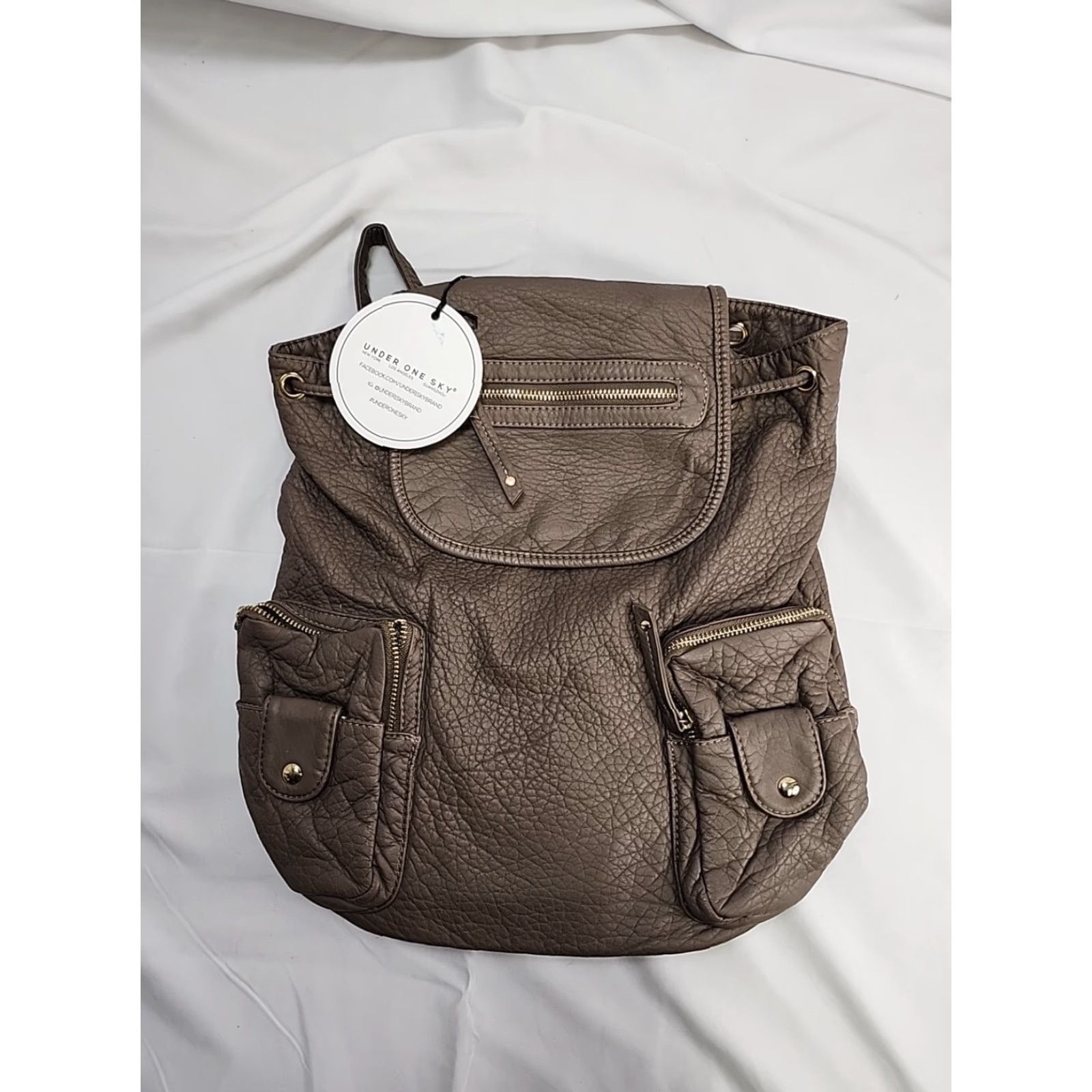 Vintage VINTAGE Under One Sky Backpack Women Small Brown Gold Hardware Brown Gold Small Women 1? Size ONE SIZE - 2 Thumbnail
