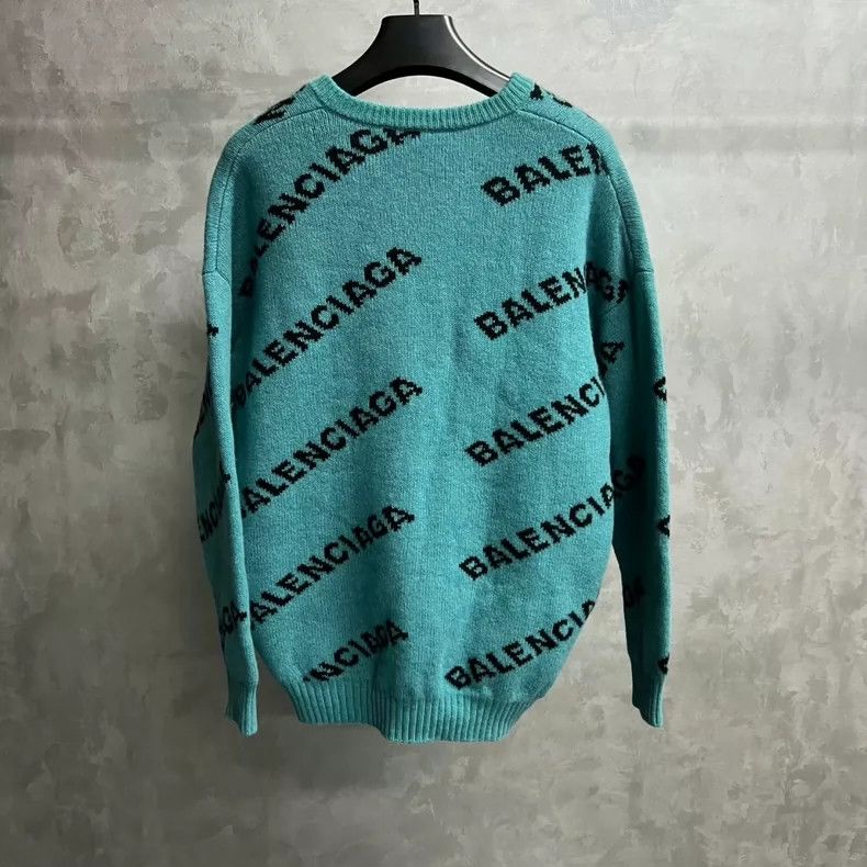 Balenciaga Balenciaga Blue monogrammed V-neck long-sleeved sweater Size XXS / US 00 / IT 34 - 2 Thumbnail