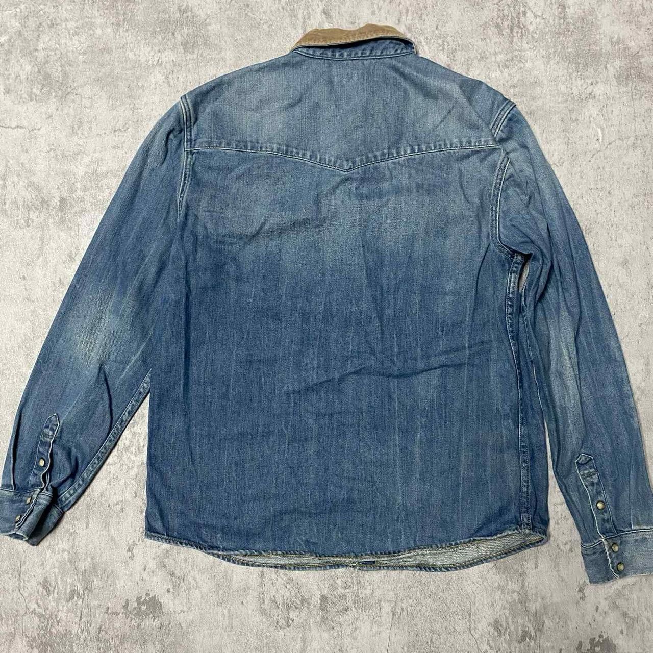 Other Blue denim button-up shirt with tan collar Size US M / EU 48-50 / 2 - 5 Thumbnail