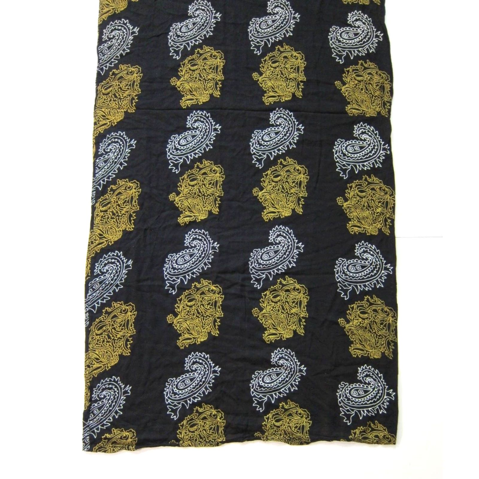 Vintage VINTAGE Unbranded Kaftan Dress Women OS Maxi Kaftan Floral Paisley Long Rayon Black White Yellow OS Women Size ONE SIZE - 6 Thumbnail