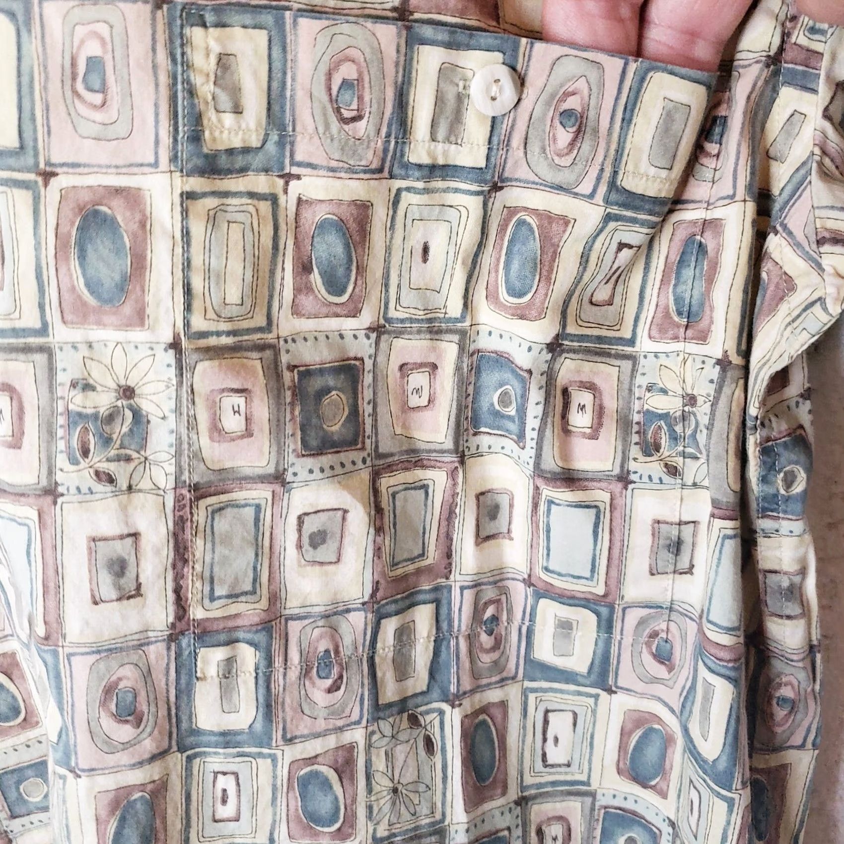 Murano Murano Men’s M Multicolor Geometric Pattern Shirt S Short Sleeve Collared Button-Up Casual Beach Hawaiian Tropical Size US M / EU 48-50 / 2 - 6 Thumbnail