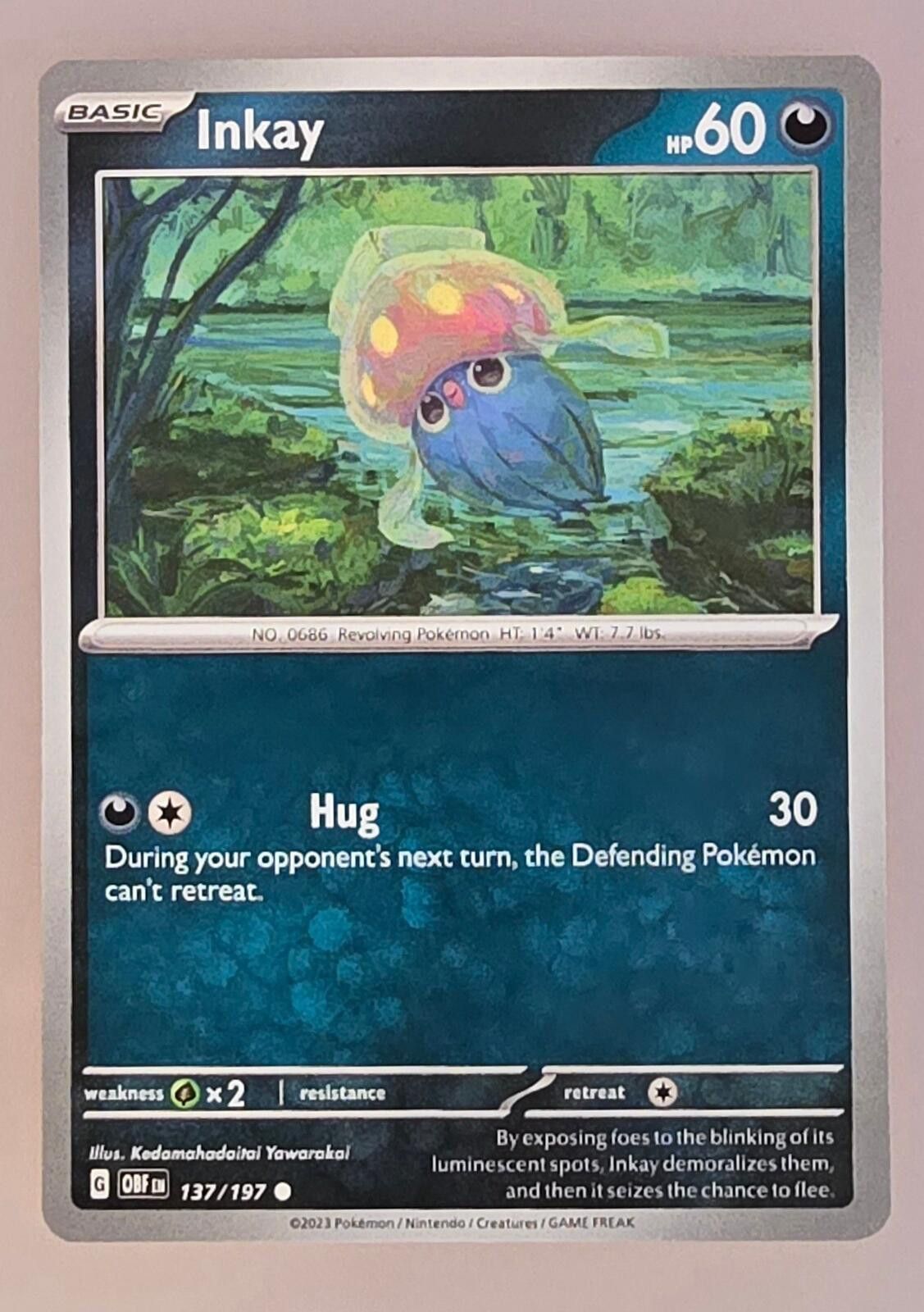 Pokemon Pokémon Inkay card from the 2023 Obsidian Flames expansion Size ONE SIZE - 1 Thumbnail