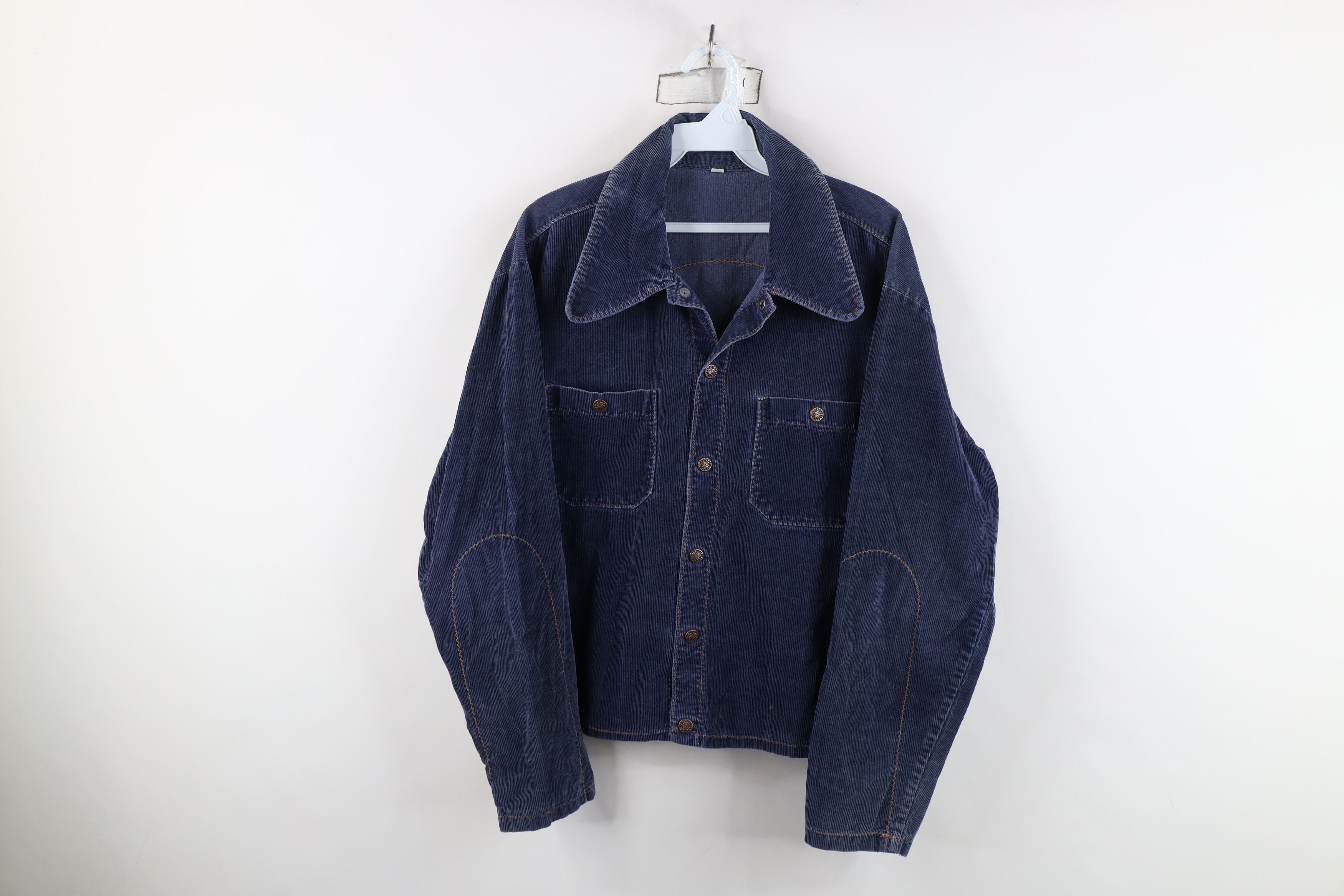 Vintage Vintage 60s 70s Streetwear Corduroy Trucker Jacket Blue USA Size M / US 6-8 / IT 42-44 - 1 Thumbnail