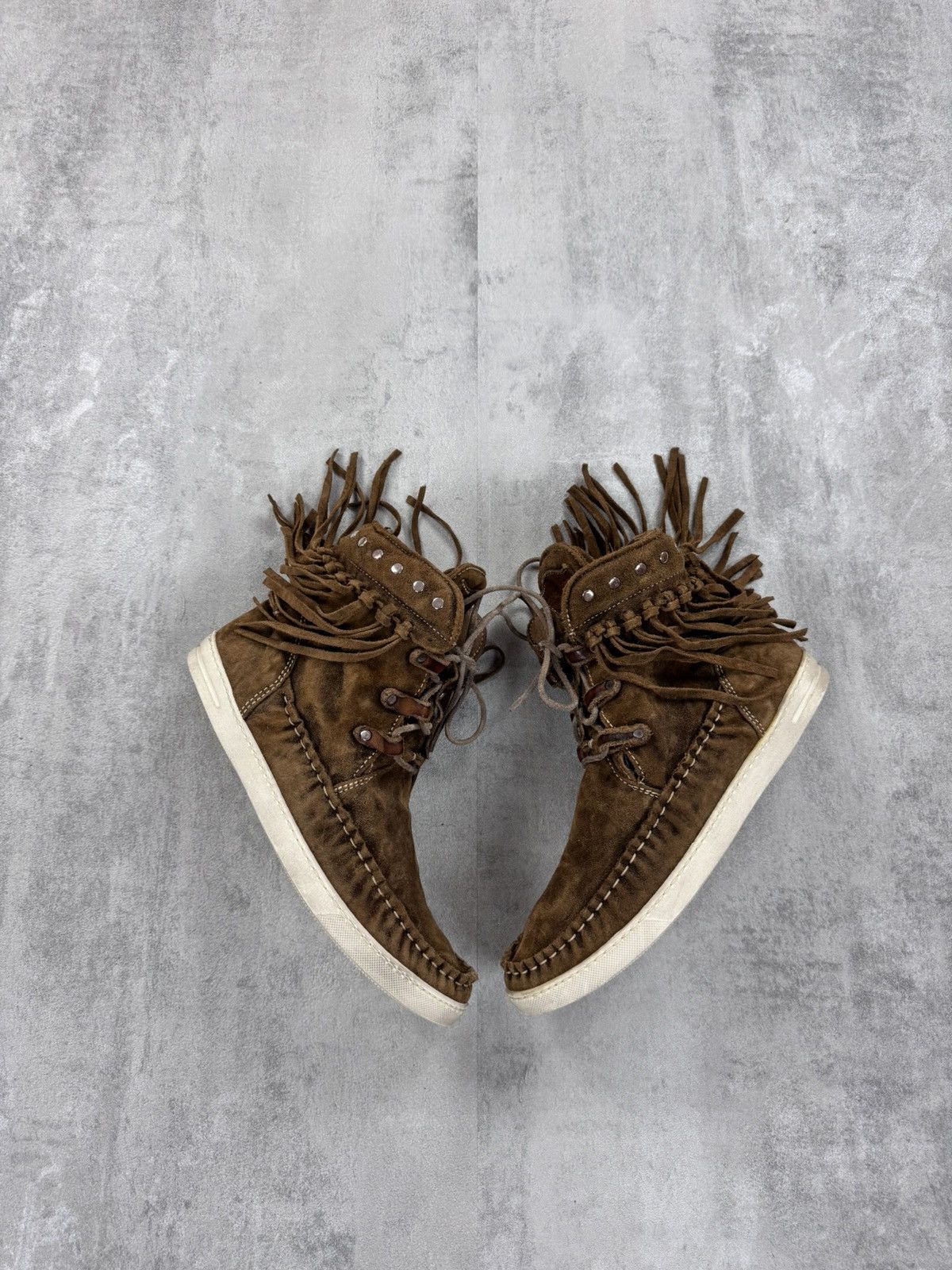 EL VAQUERO LEATHER SNEAKER FRINGE SUEDE BOOTS Wedge SIZE 40