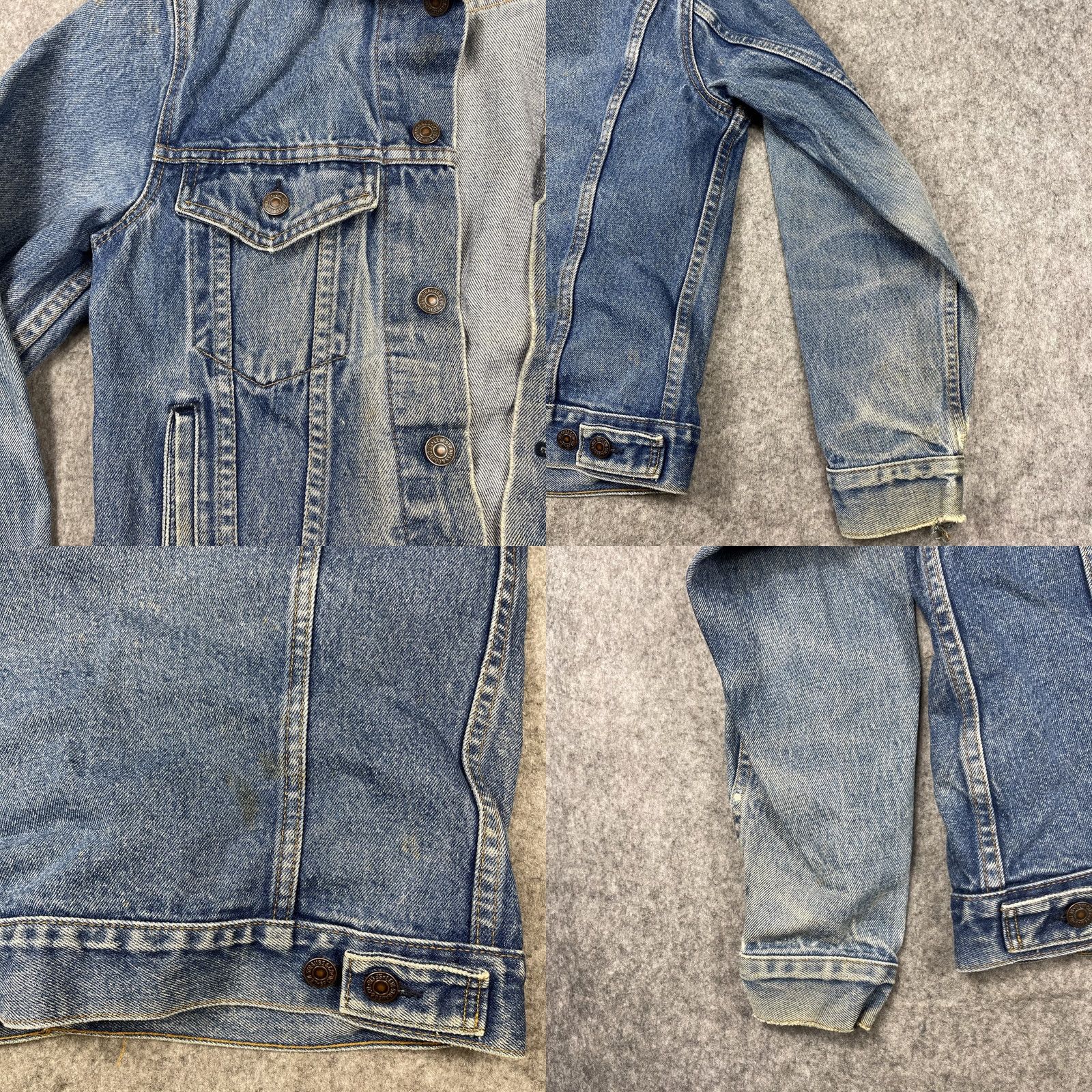 Levi's VINTAGE Levi's Trucker Jacket Denim Blue 38 Regular Men's Distressed USA 80s Leather? (Note: cannot add new info) Size US XXS / EU 40 - 8 Thumbnail