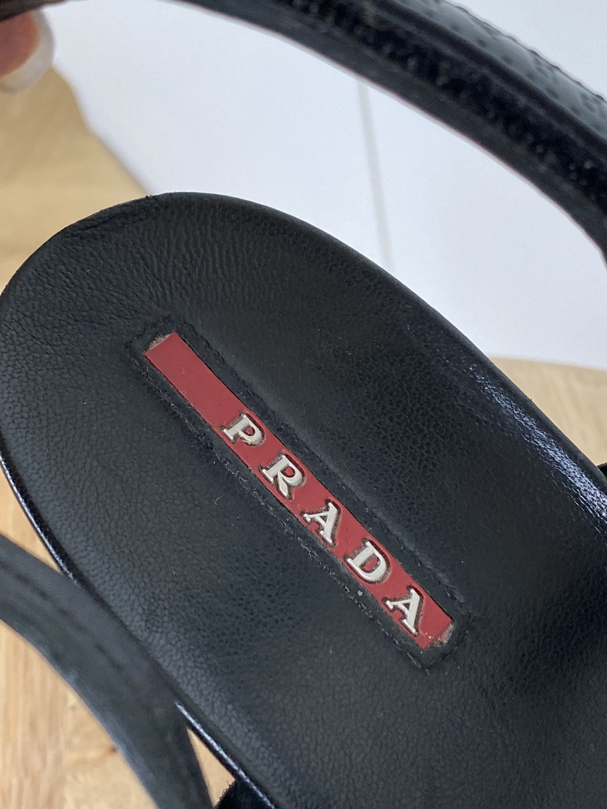 Prada × Vintage Prada Vintage Straps Patent Leather Sandals Platform Wedges Size US 9 / IT 39 - 7 Thumbnail