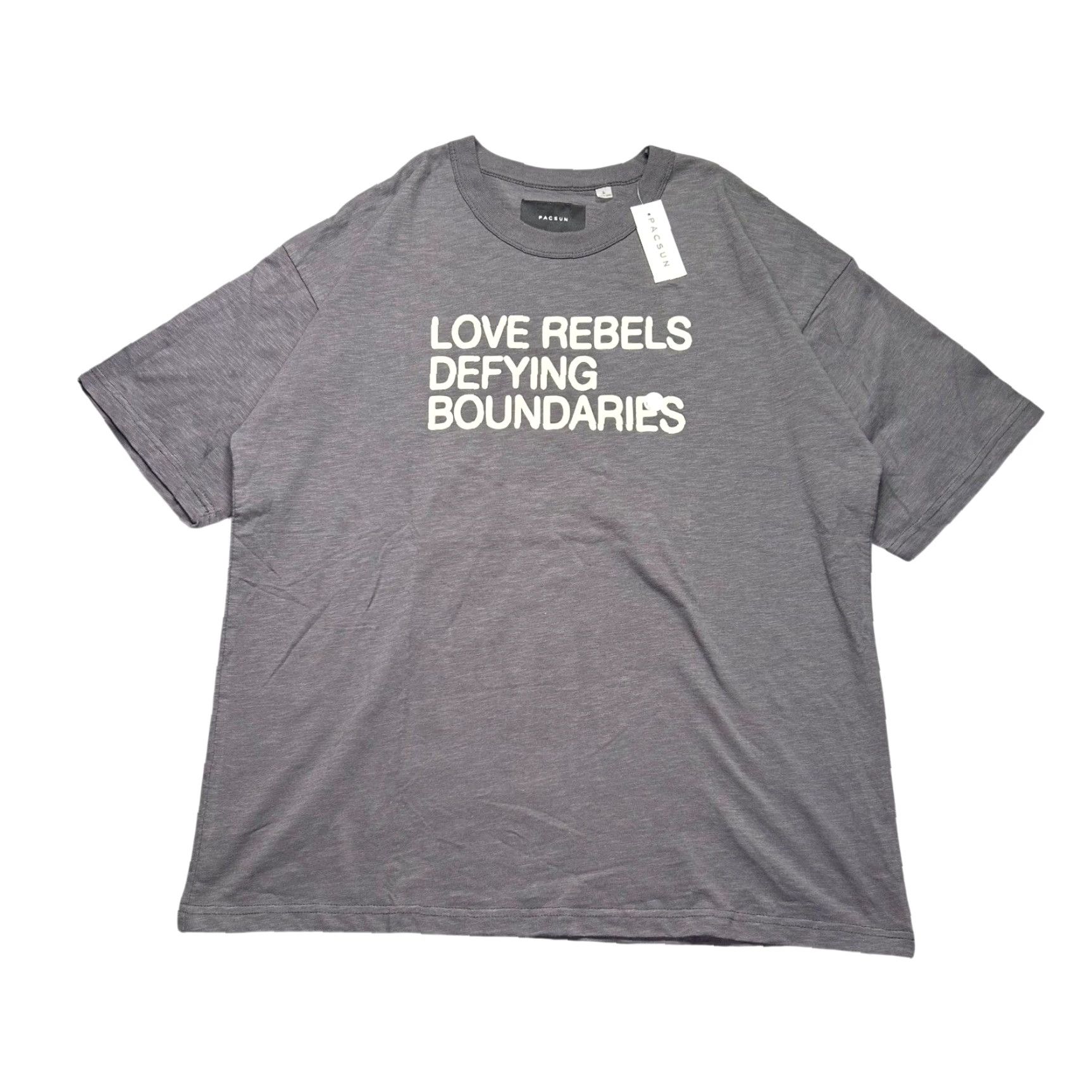 Pacsun PacSun T-Shirt Graphic Love Rebels Defying Boundaries Gray Short Sleeve Men L NWT Vintage? No Size US L / EU 52-54 / 3 - 2 Thumbnail