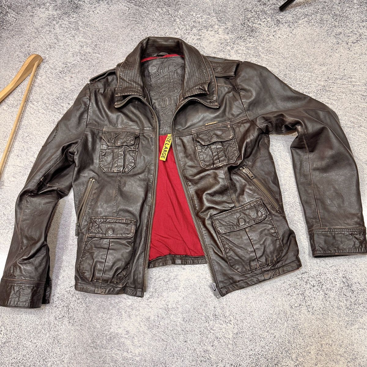 Superdry Superdry Brad Leather Jacket Dark Brown L size Size US L / EU 52-54 / 3 - 10 Thumbnail