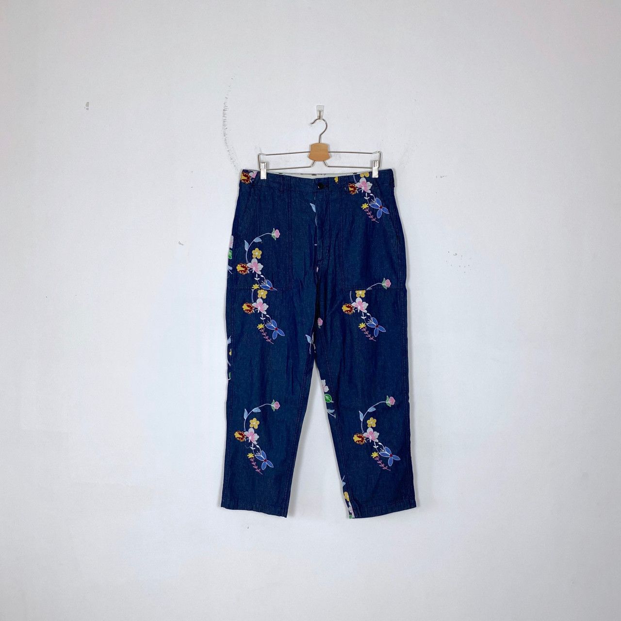 Engineered Garments INDIGO DENIM FLORAL EMBROIDERY FATIGUE PANT Size US 34 / EU 50 - 1 Thumbnail