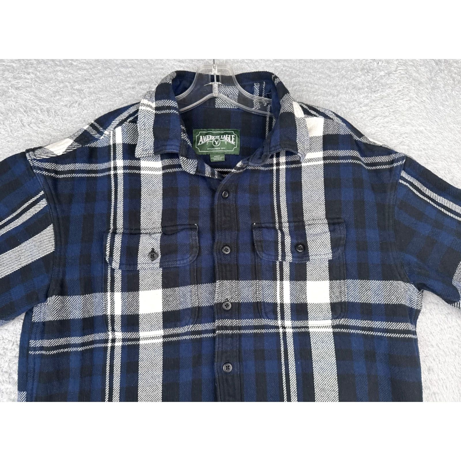 American Eagle Outfitters VINTAGE American Eagle Outfitters Shirt Men Medium Blue Flannel Plaid 100% Cotton Button Up READ Size US M / EU 48-50 / 2 - 4 Thumbnail