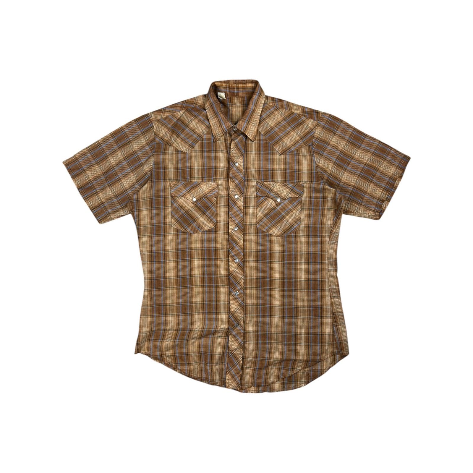 Vintage Vintage 1970s plaid short sleeve pearl snap button up shirt Size US L / EU 52-54 / 3 - 1 Thumbnail