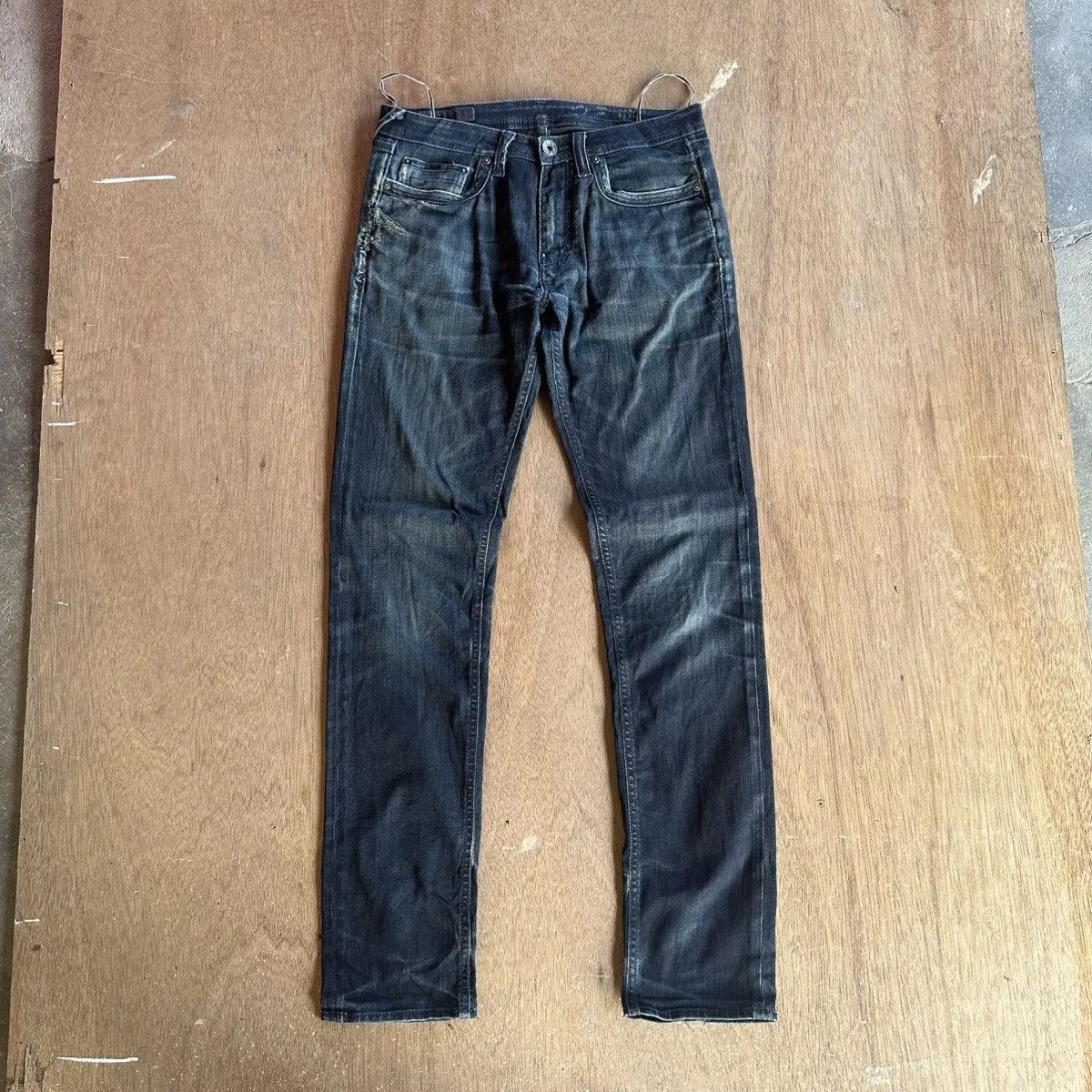 GAS GAS JEANS VINTAGE LABEL COW LEATHER DISTRESSED DENIM PANTS Size US 30 / EU 46 - 1 Thumbnail