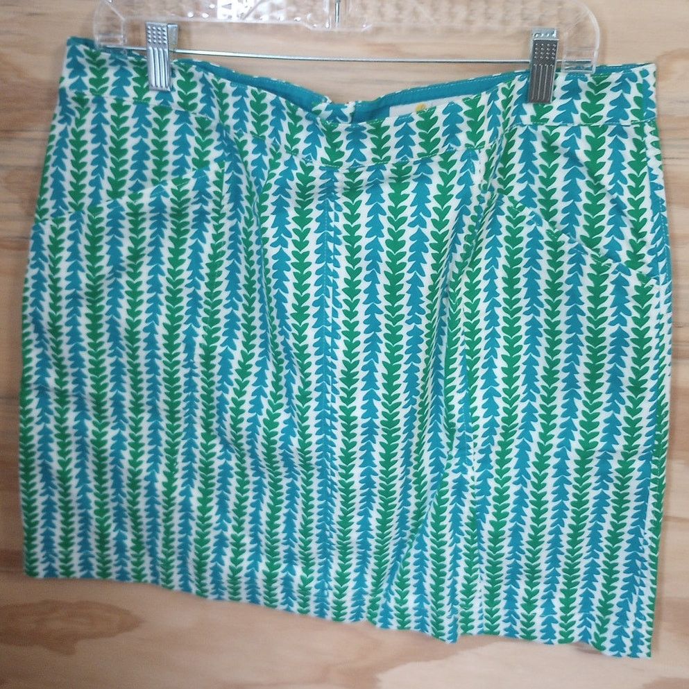 Boden Women's Boden Midi Skirt 12 Green/Blue Vine Pattern Preppy Size 34" / US 12 / IT 48 - 1 Preview
