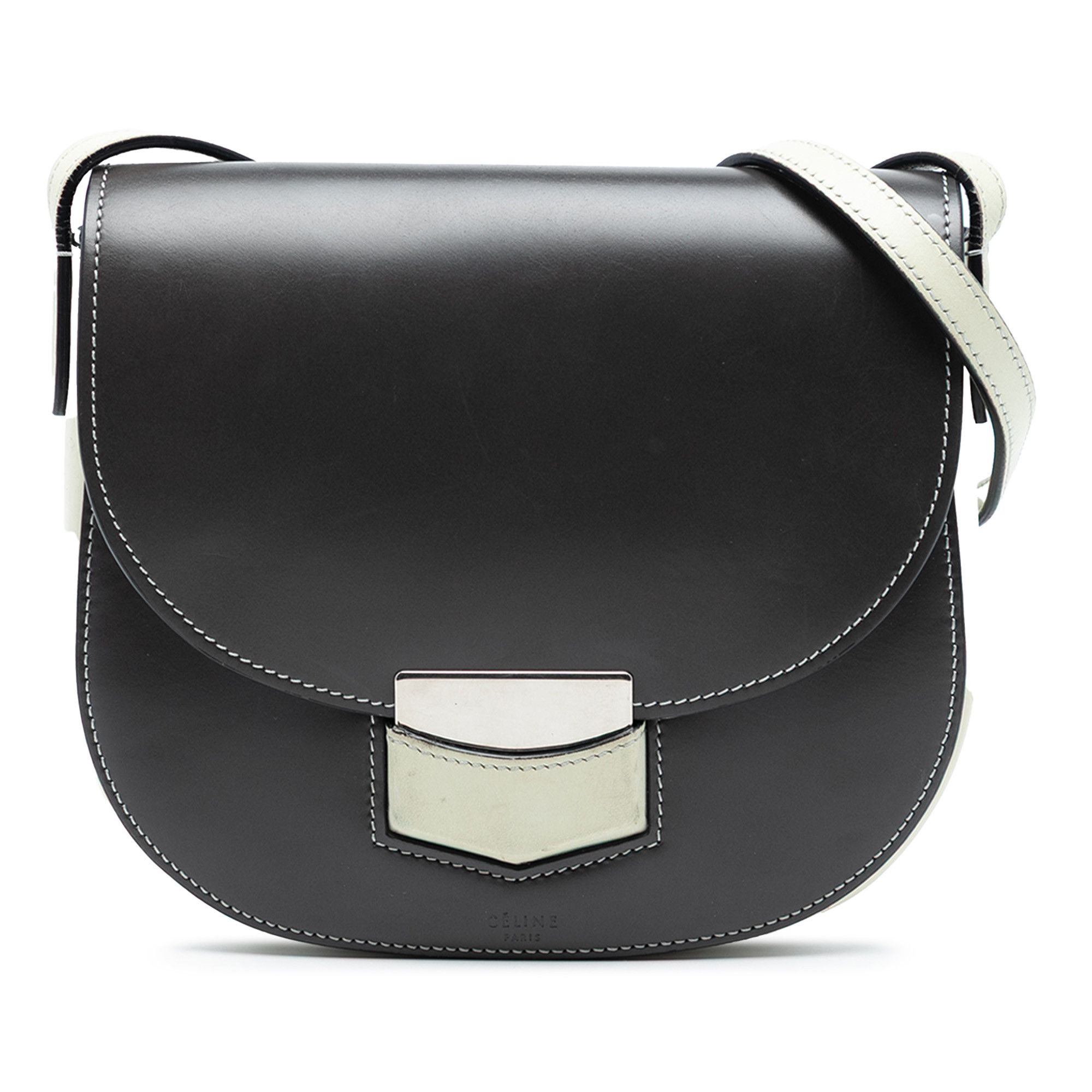 Celine Celine Small Bicolor Glazed Calfskin Trotteur Crossbody Size ONE SIZE - 1 Thumbnail