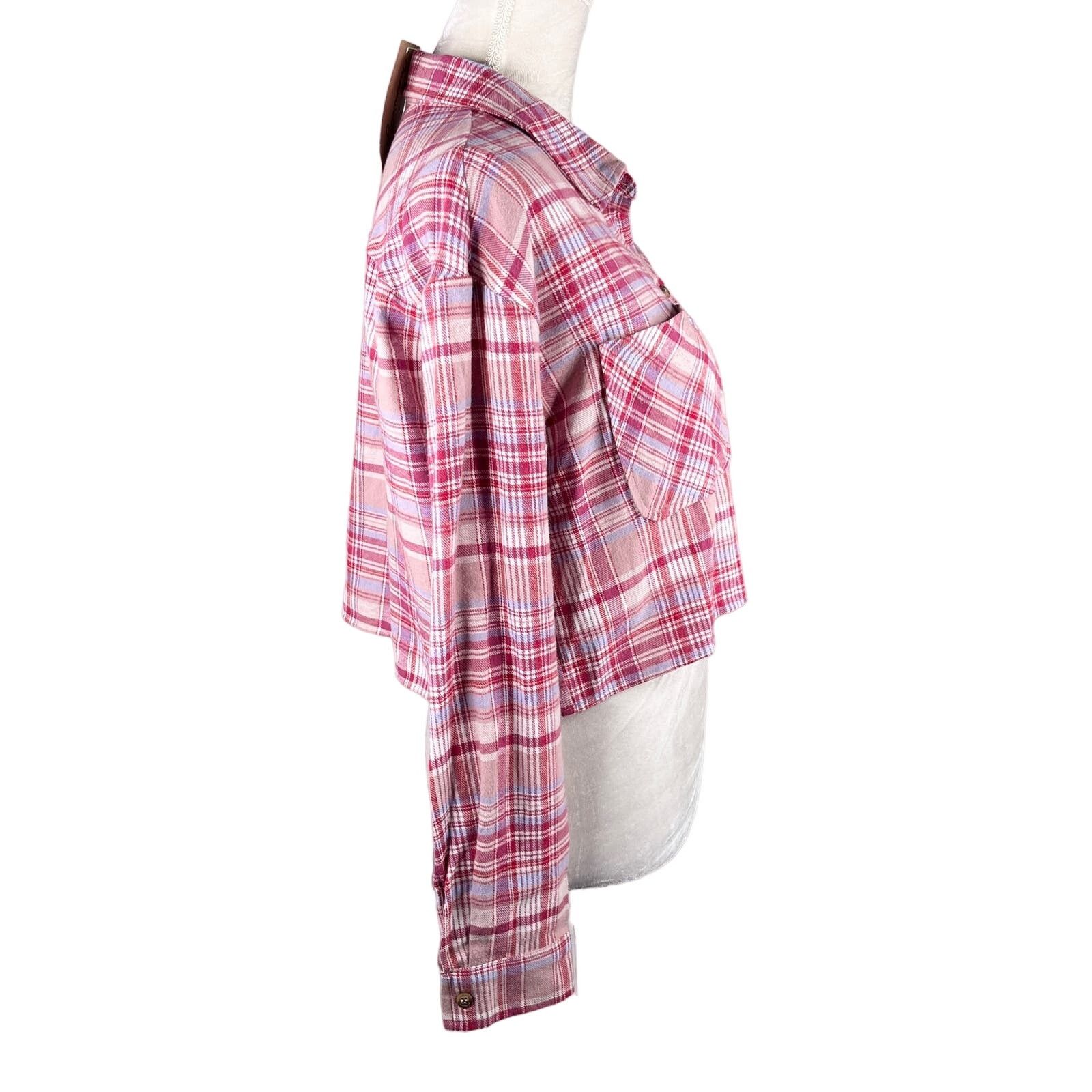 Other Stanton Arden Plaid Flannel Button Down M Cropped Wine New Size M / US 6-8 / IT 42-44 - 3 Thumbnail