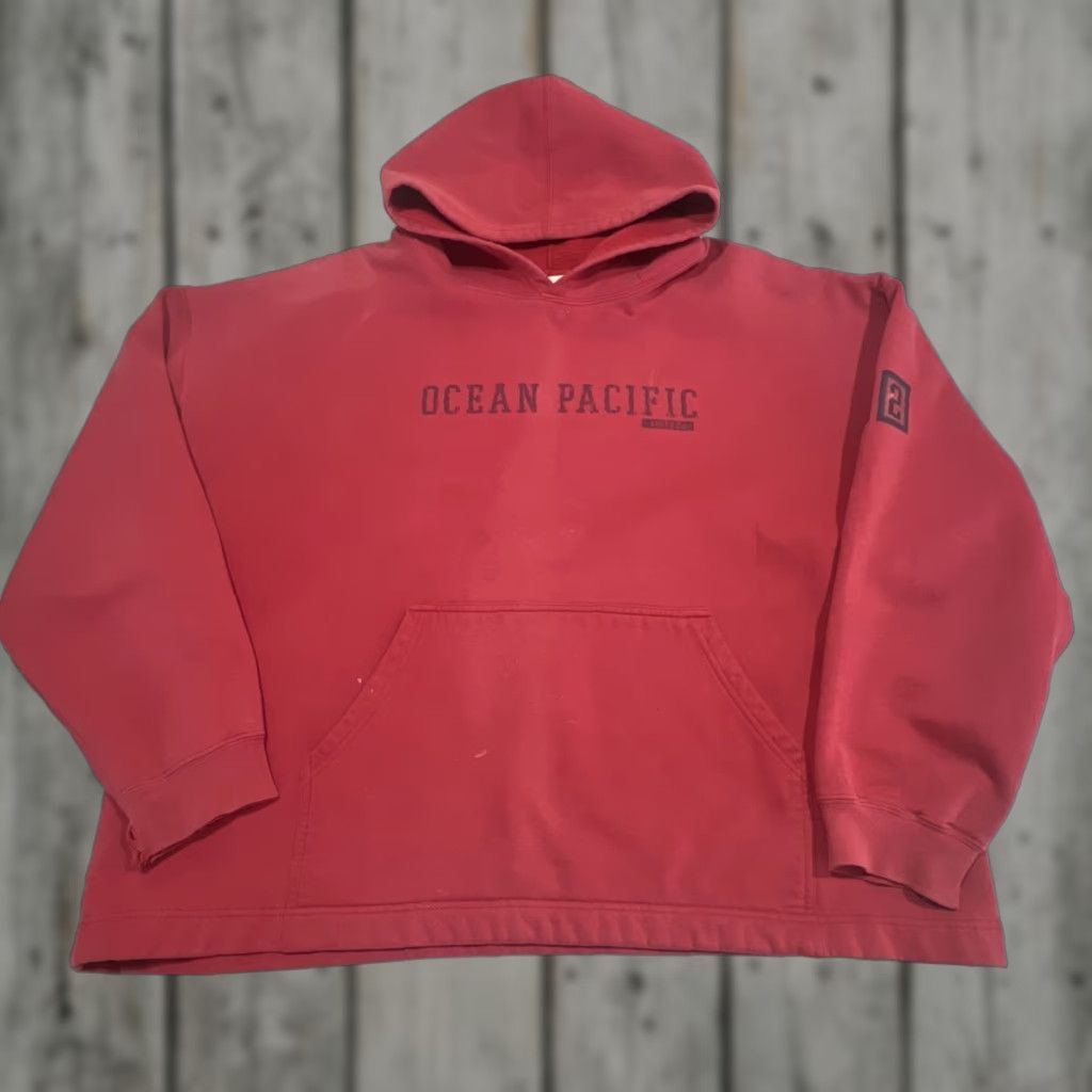 Vintage VINTAGE Ocean Pacific OP Sweat Shirt XL Hood Pocket Red Beach Surf Mens Size US XL / EU 56 / 4 - 1 Thumbnail