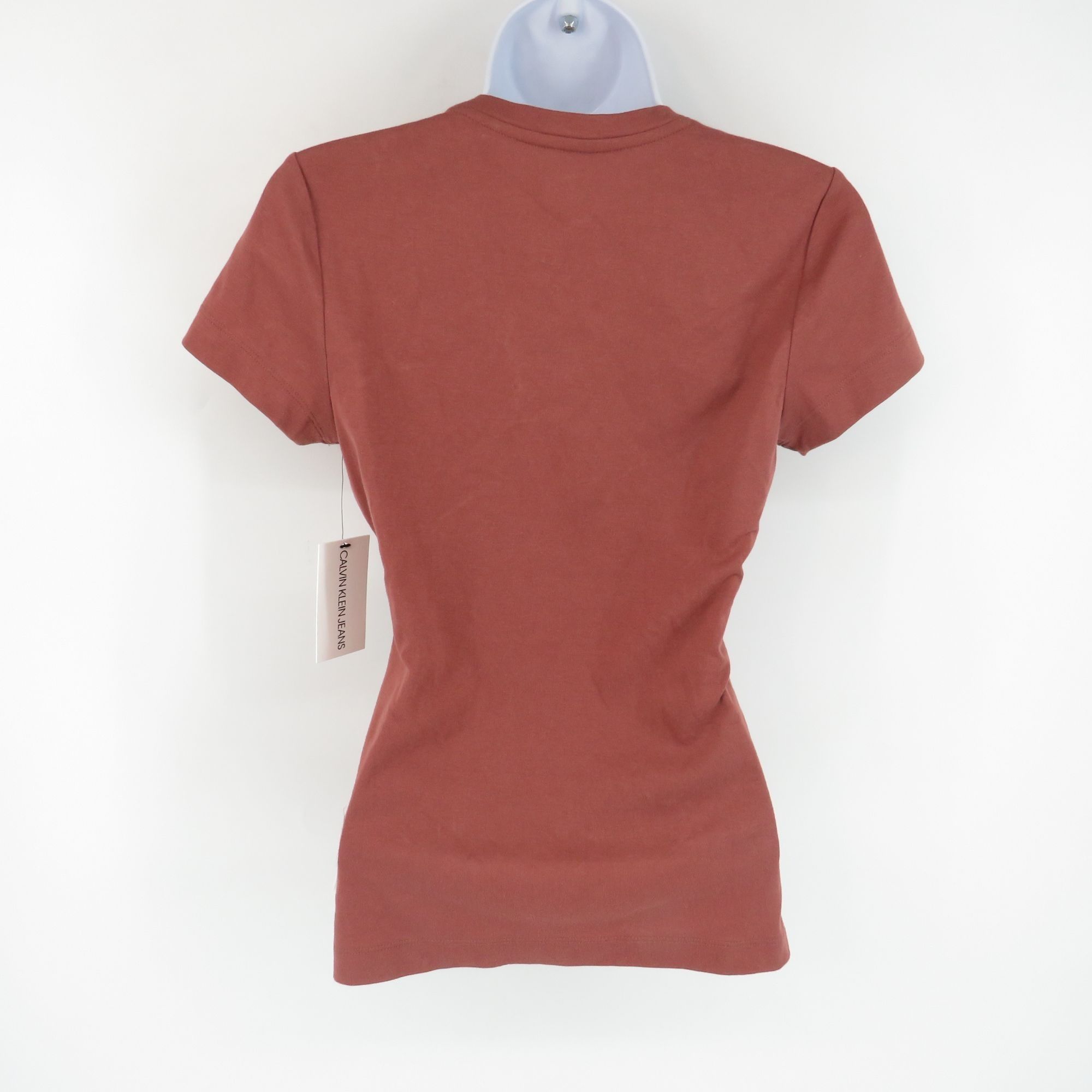 Calvin Klein Calvin Klein Jeans Womens V-Neck T-Shirt XS Rust Cotton Shor Size XS / US 0-2 / IT 36-38 - 5 Thumbnail