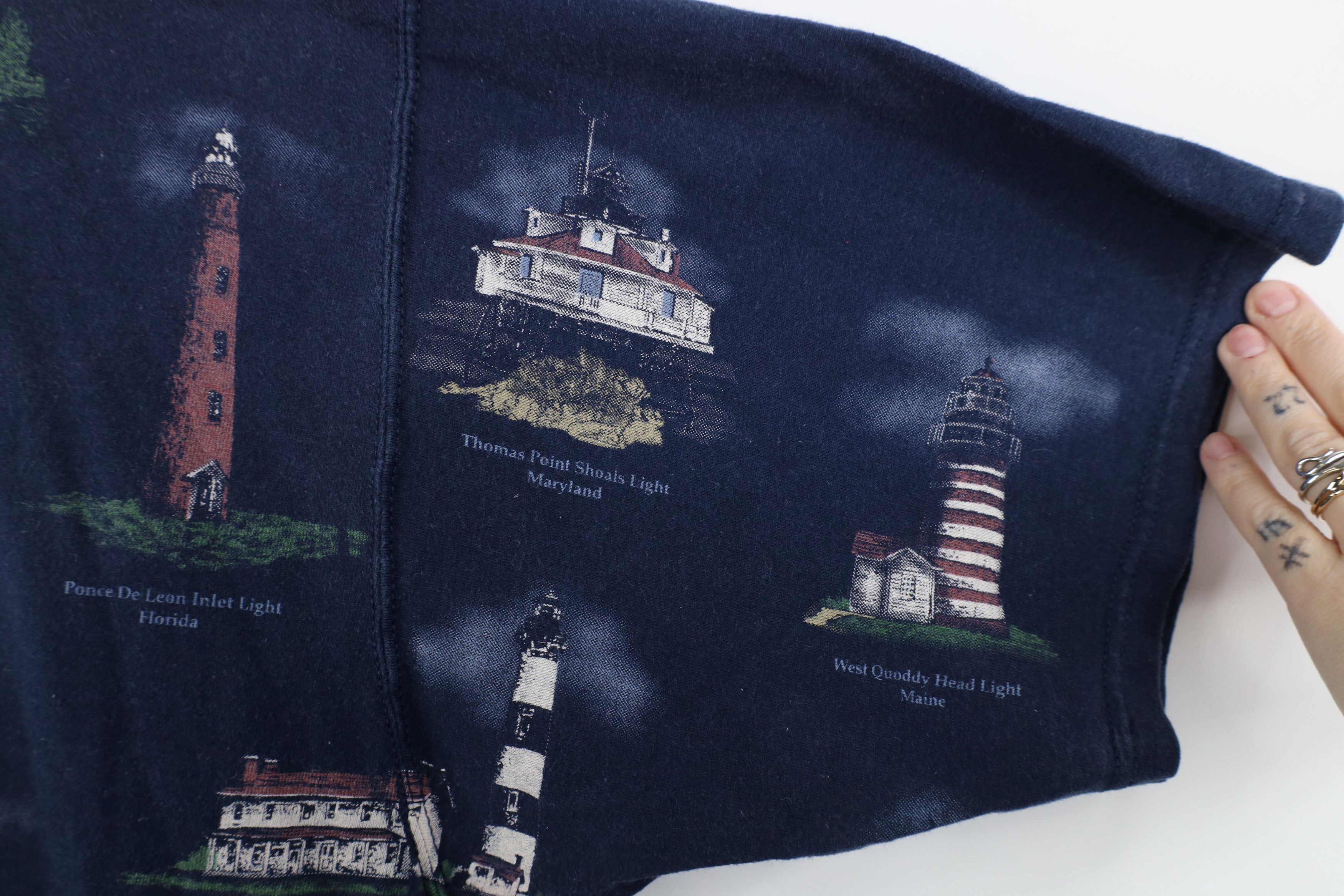 Vintage Vintage 90s Streetwear Lighthouse Print Short Sleeve T-Shirt Size US XXL / EU 58 / 5 - 9 Thumbnail