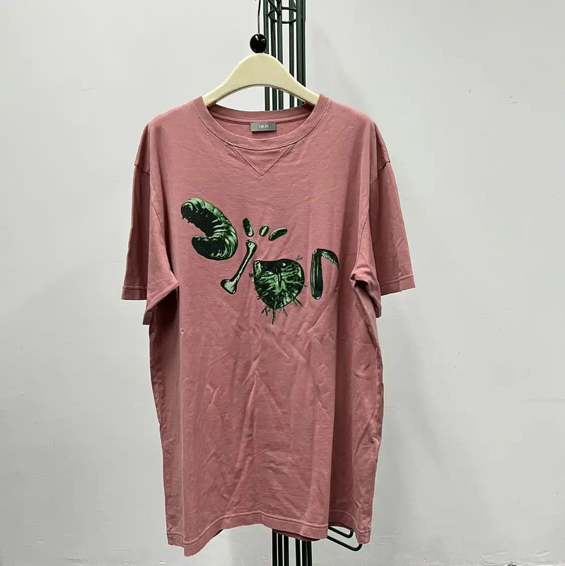 Dior Dior Men's Pink Cotton Graphic Tee 0089 Size US M / EU 48-50 / 2 - 1 Thumbnail