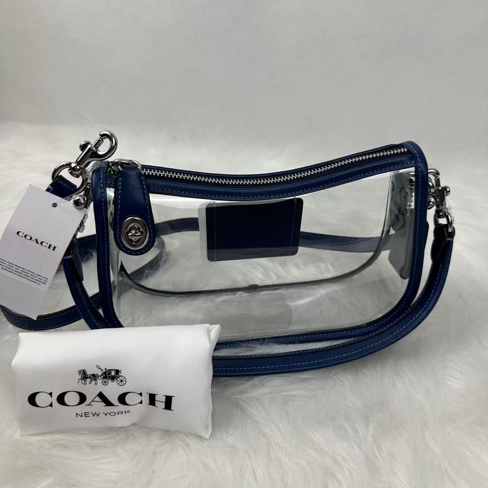 Coach Coach Stadium Swinger Clear PVC Dust CBH13 Silver/True Blue Size ONE SIZE - 2 Thumbnail