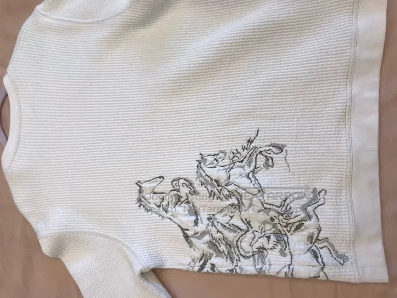 Hermes Hermes Unisex Gray-White Knit Sweater with Two Stains Size US XL / EU 56 / 4 - 6 Thumbnail