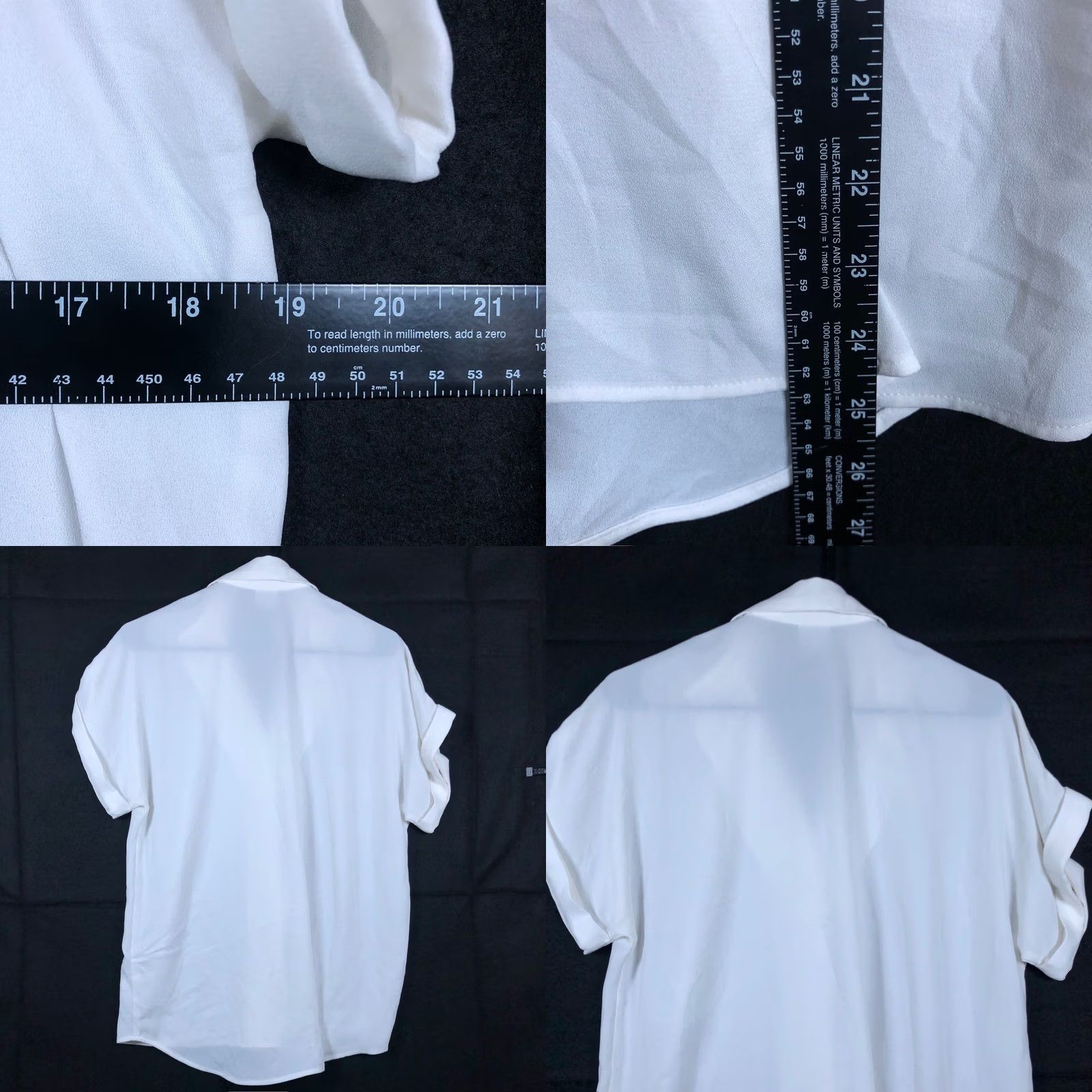 Vintage CAbi Blouse White Collared V Neck Short Sleeve Sheer XSmall Womens Shirt Knit? Size XS / US 0-2 / IT 36-38 - 8 Thumbnail