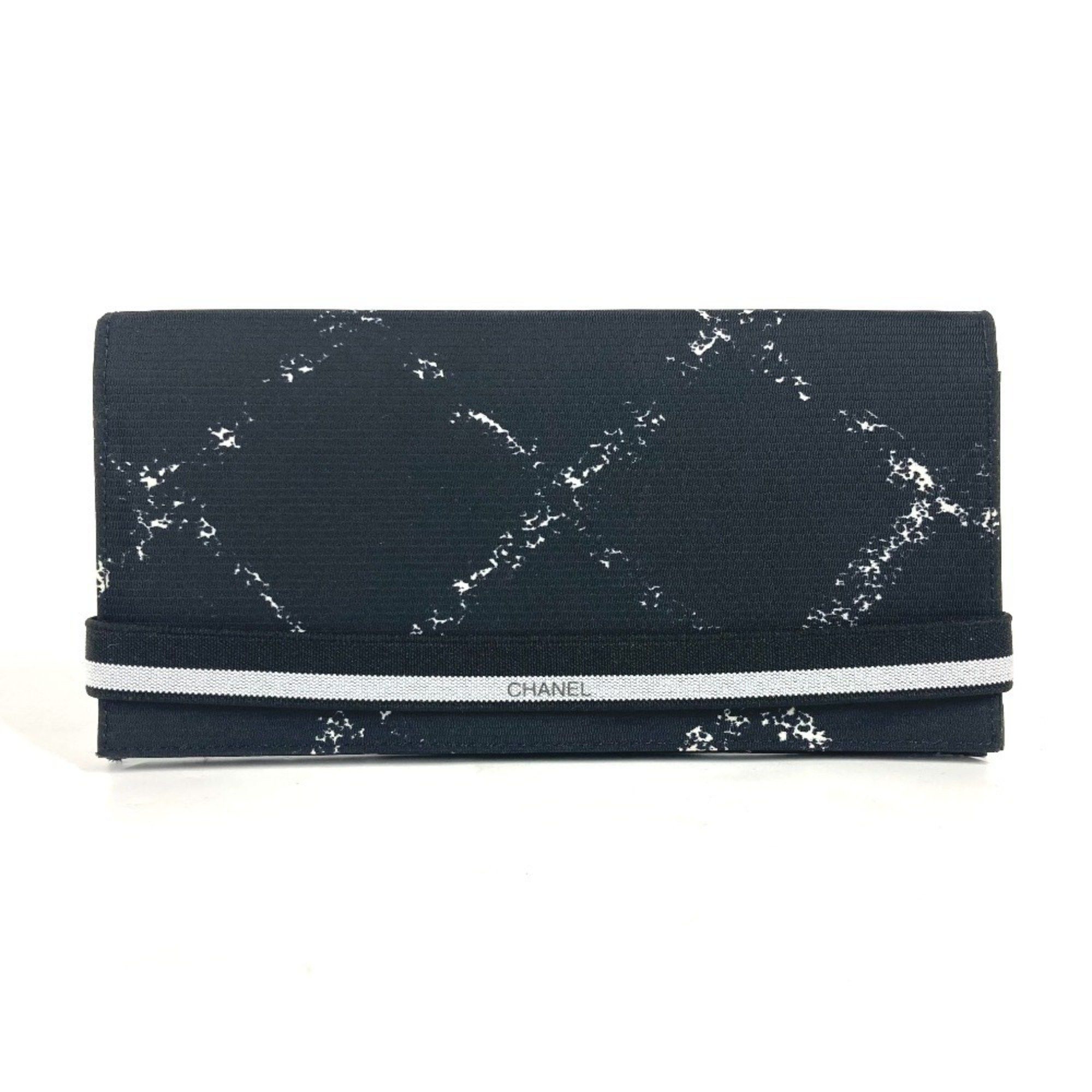 Chanel CHANEL A14344 Former Travel Line Long Wallet Bi-fold Nylon Men's Women's Black Size ONE SIZE - 1 Thumbnail