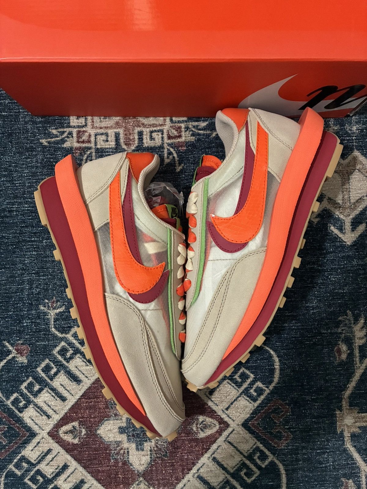 CLOT × Nike × Sacai Nike Sacai Clot LDWaffle Net Blaze Orange Brand New Size 8M Size US 8 / EU 41 - 2 Thumbnail