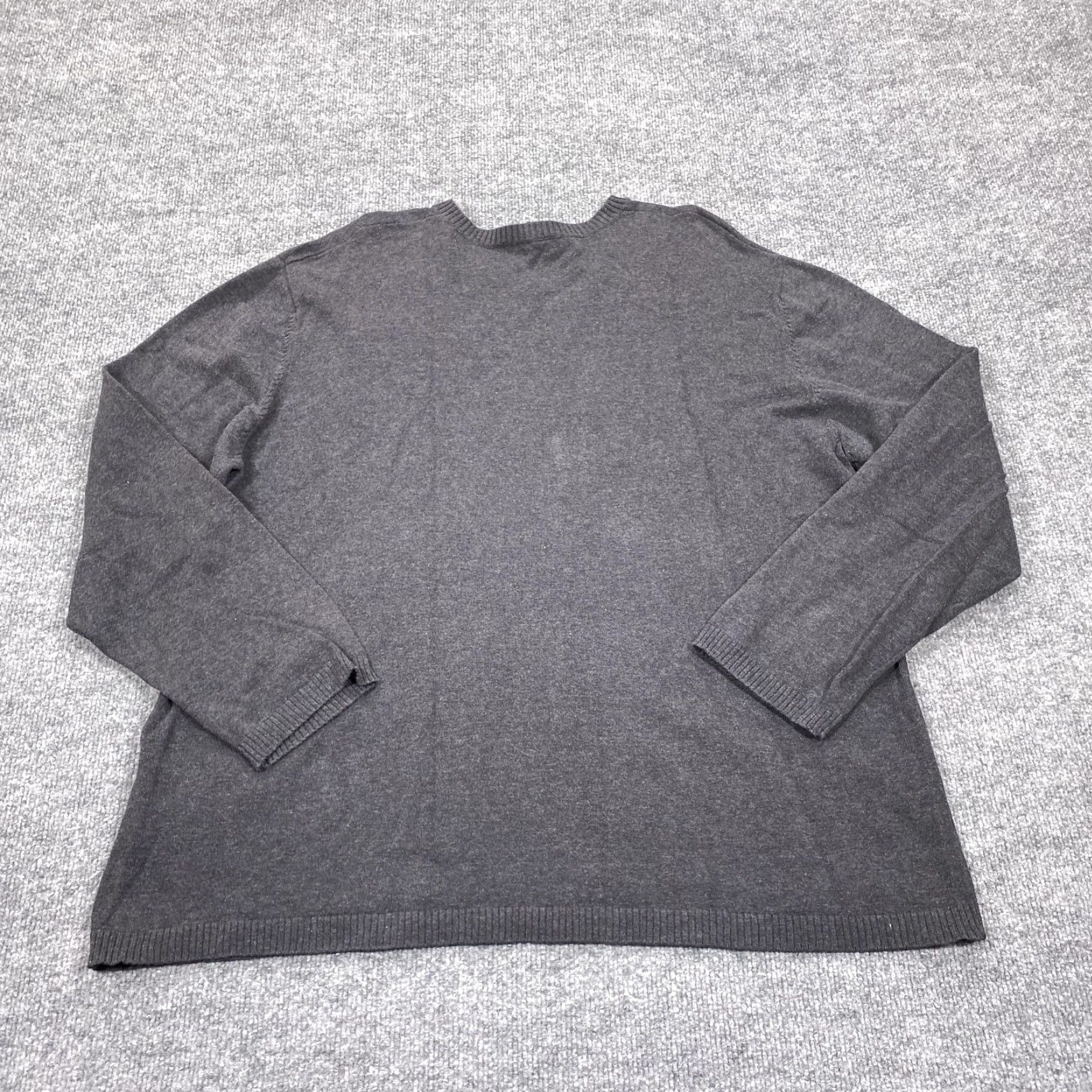 Lands' End Lands' End Mens XL Gray V-Neck Cotton Pullover Sweater Lightweight Madagascar Pullover Knit Casual Fall Mens Size US XL / EU 56 / 4 - 4 Thumbnail