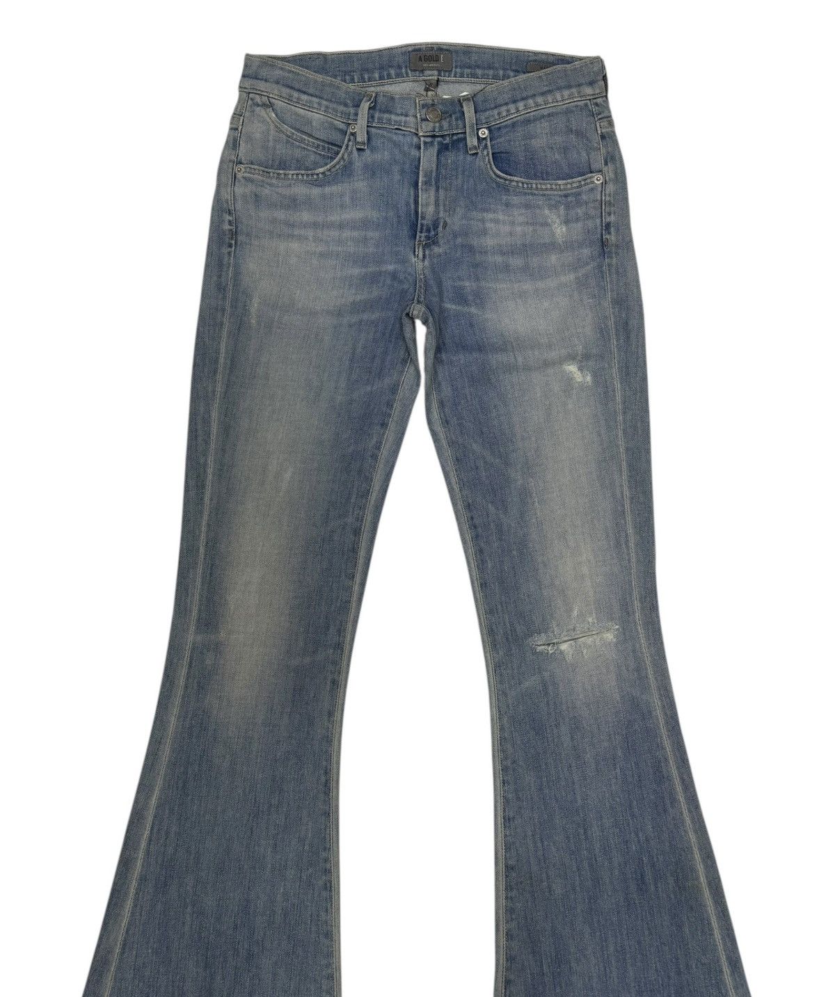 Agolde AGOLDE Denim Super Flare Jeans Distressed Denim Size US 29 - 5 Thumbnail
