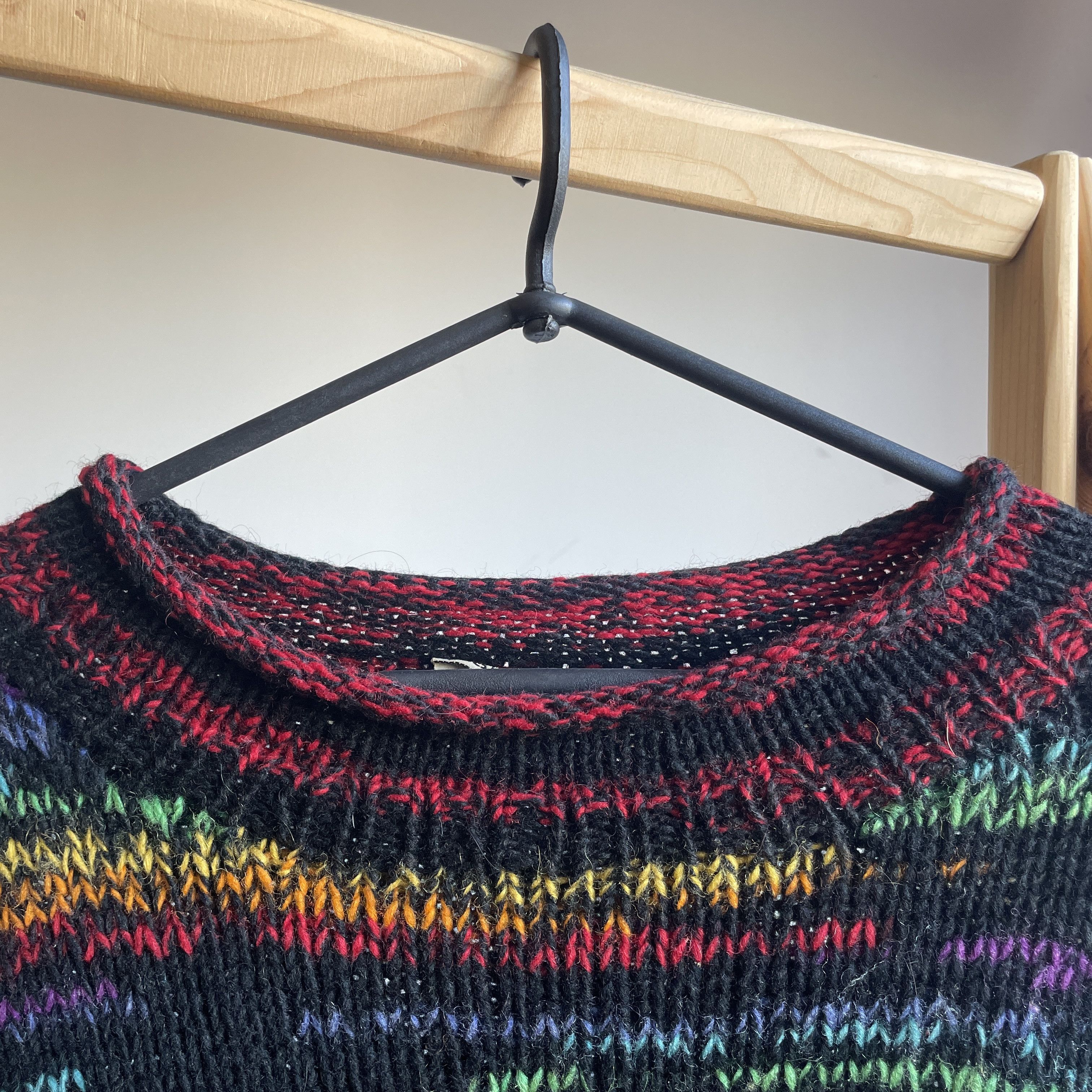 Handmade Vintage 90's Heavy Knit Handmade In Nepal Coloured Sweater Size US L / EU 52-54 / 3 - 4 Thumbnail