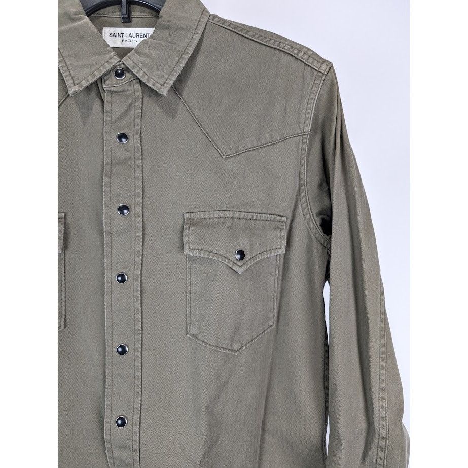 Saint Laurent Paris o1rshd1 Shirt in Green Size US M / EU 48-50 / 2 - 5 Thumbnail