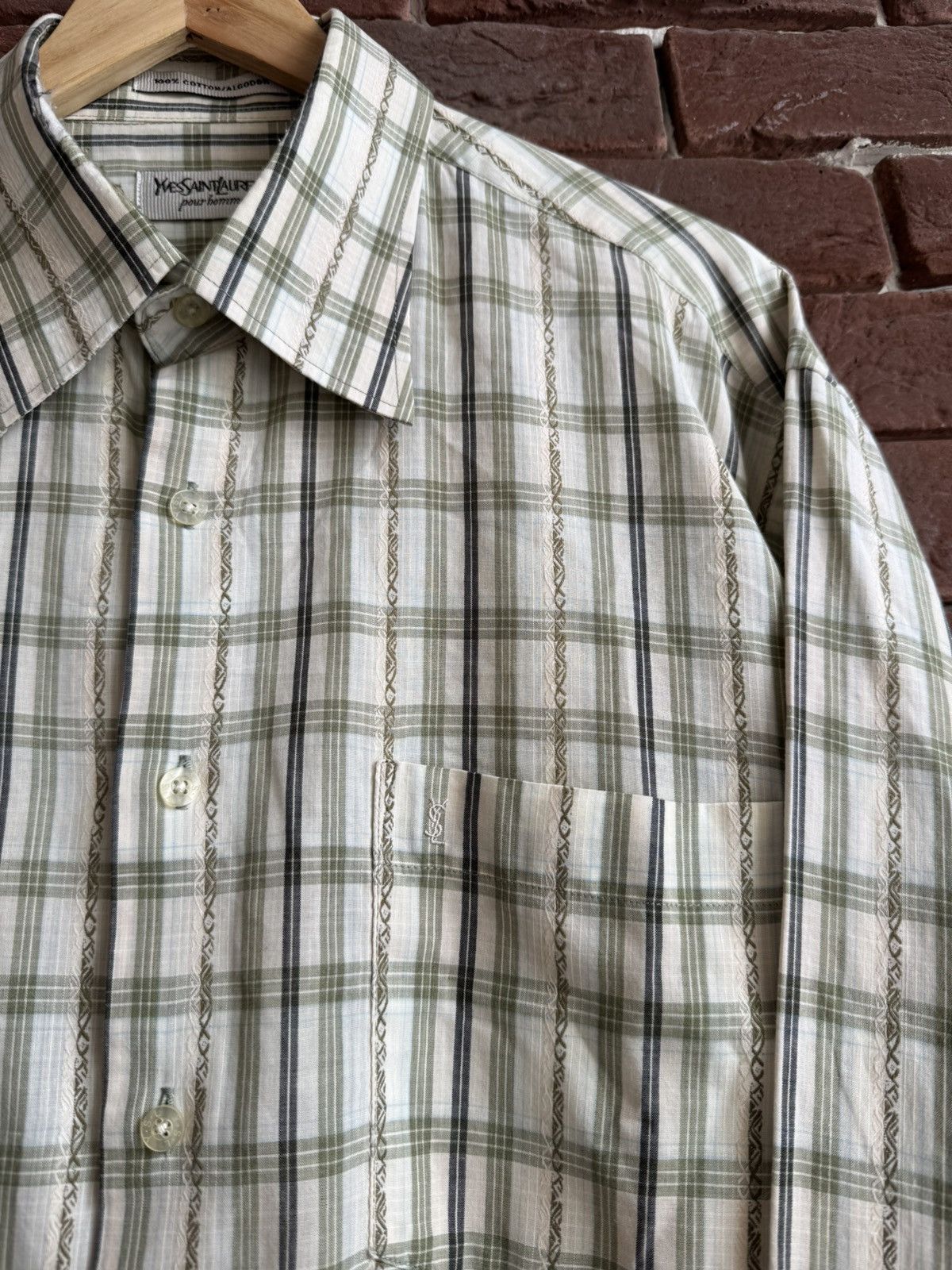 Vintage Vintage 90s Yves Saint Laurent Button Up Shirt Long Sleeve Size US XL / EU 56 / 4 - 4 Thumbnail