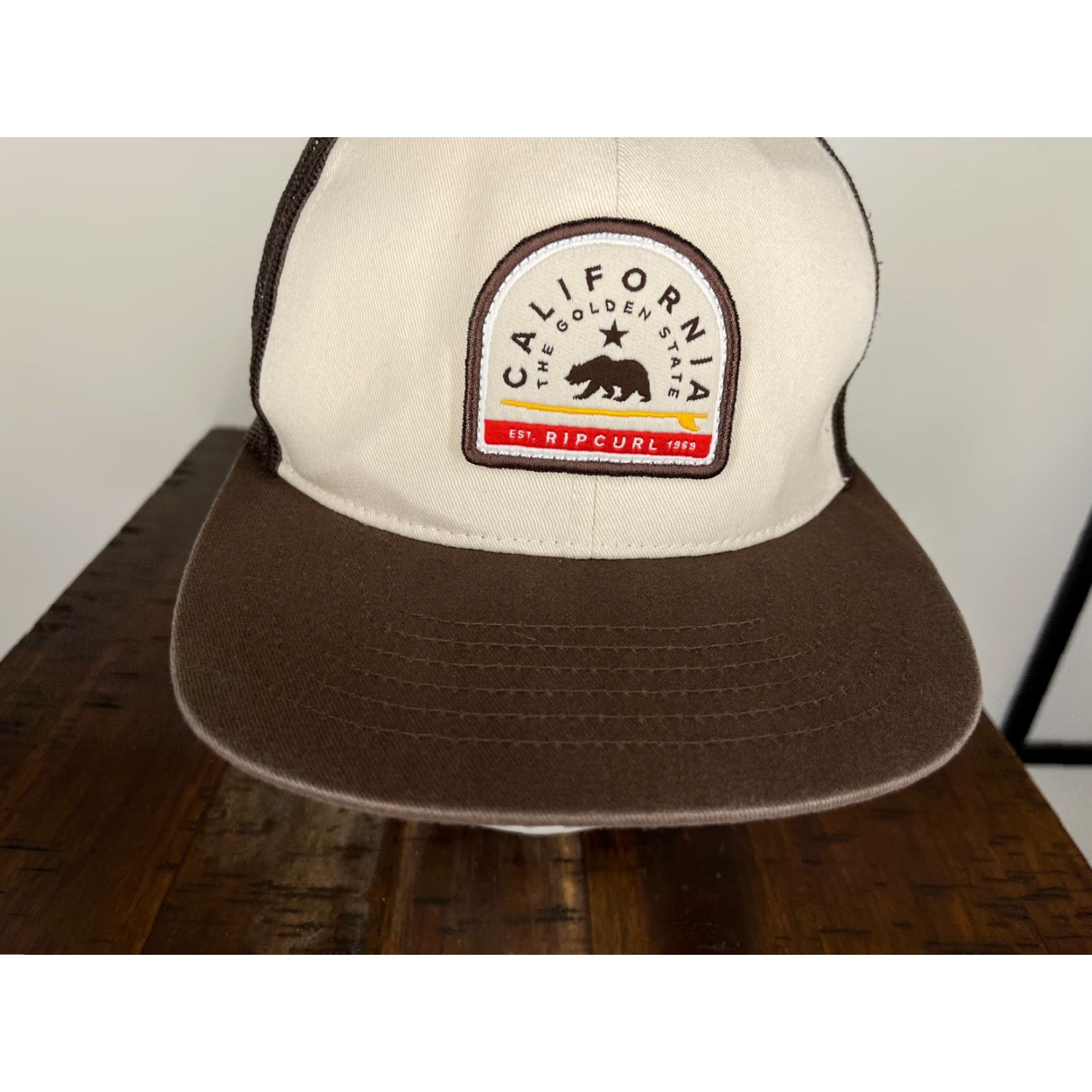 Rip Curl RIP CURL California The Golden State Hat Cap Snap Back Adult Brown Cotton Blend Trucker Men One Size Adjustable Size ONE SIZE - 3 Thumbnail