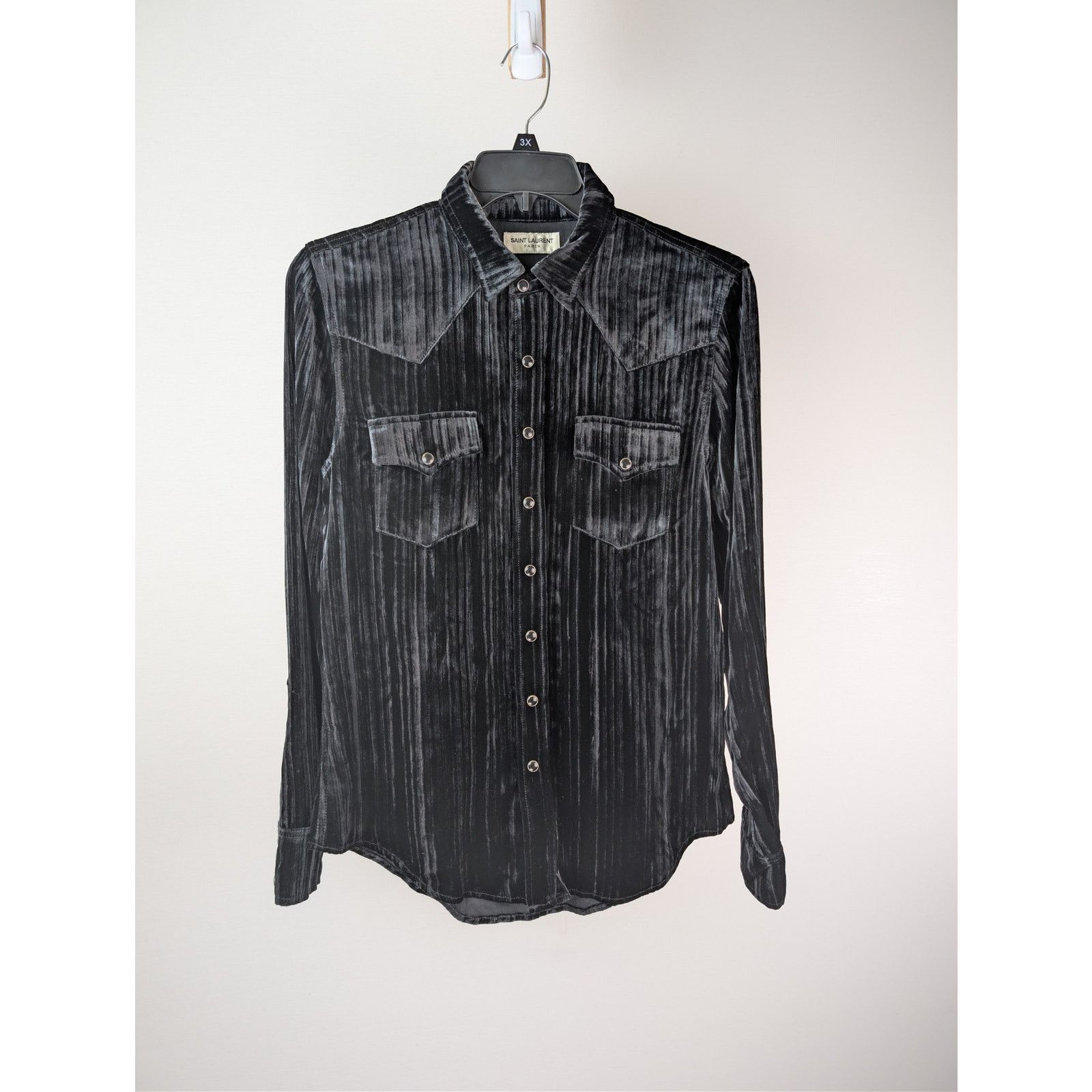 Saint Laurent Paris o1rshd1 CC20 Devore Ribbed Velvet Classic Western Shirt Size US M / EU 48-50 / 2 - 2 Thumbnail