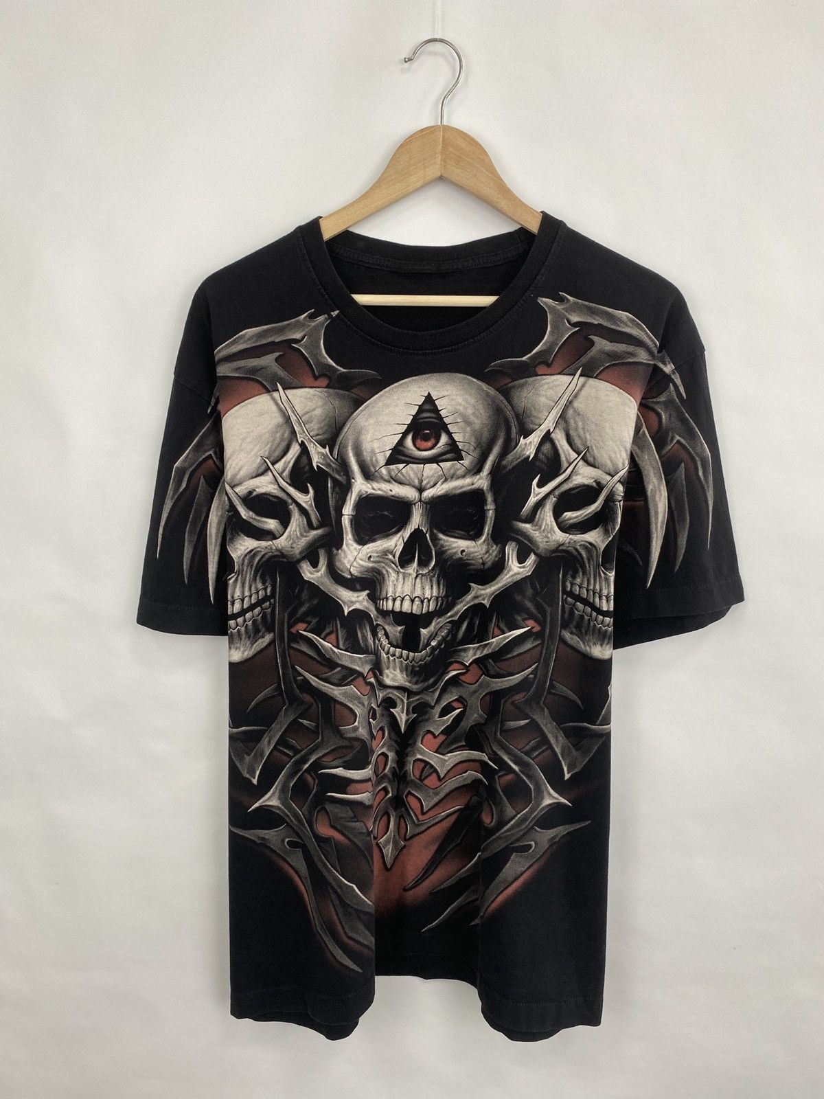 Japanese Brand 💀 Vintage 90s Skull Death All Over Print Y2K Retro Rare Size US XL / EU 56 / 4 - 3 Thumbnail