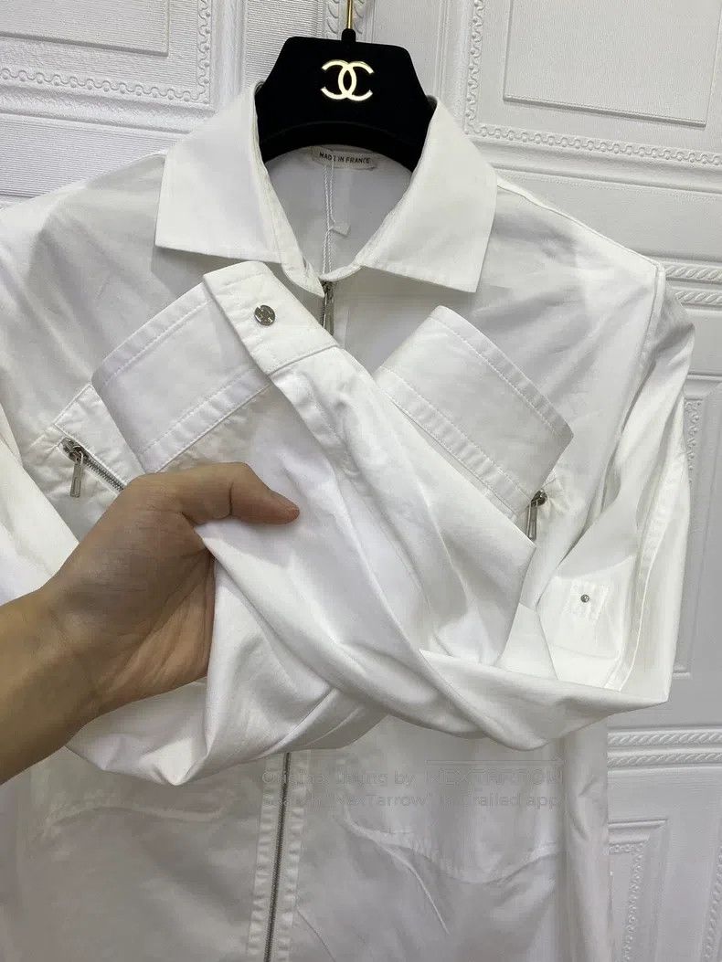 Hermes Hermes White Zip-Up Shirt Jacket Size XXS / US 00 / IT 34 - 2 Thumbnail